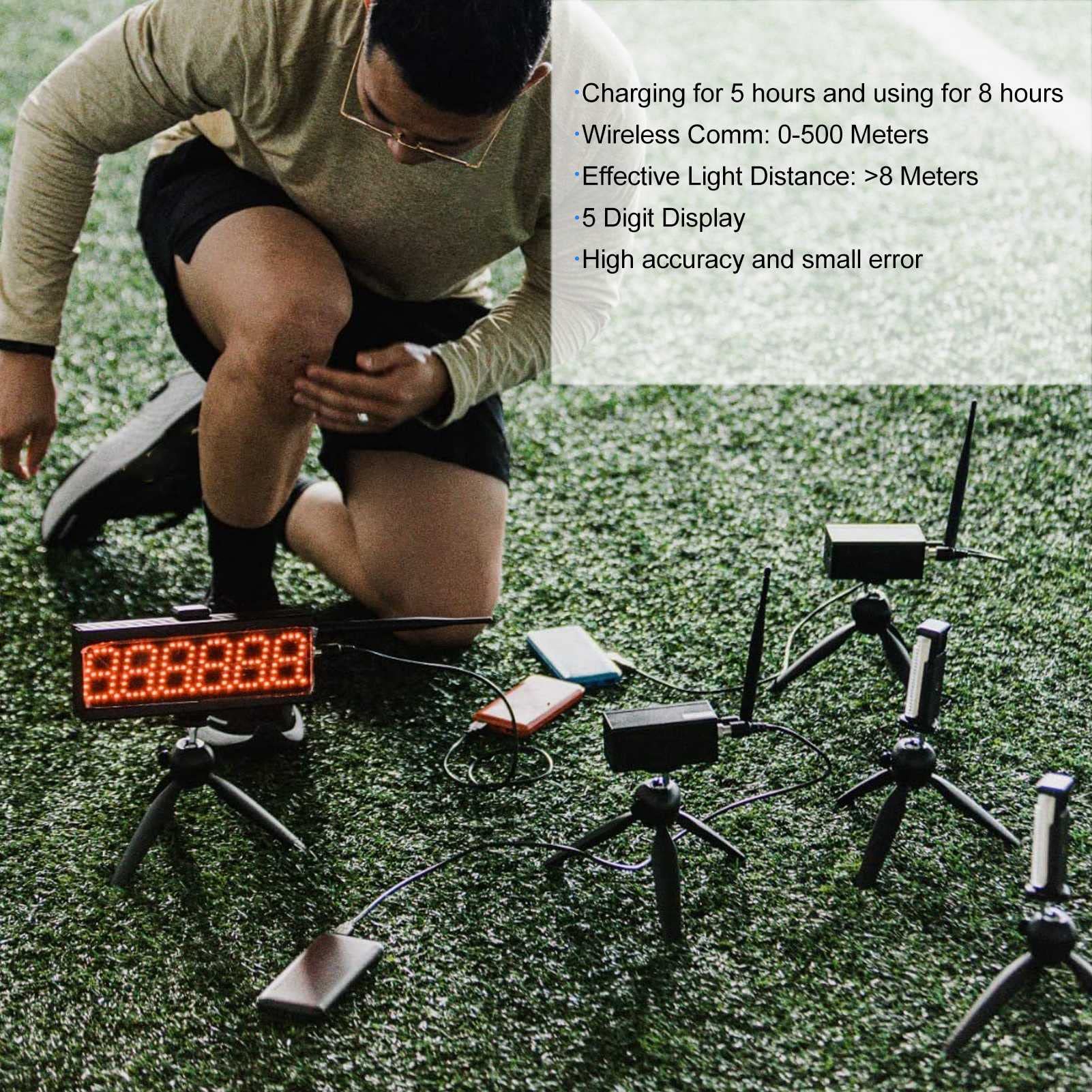 Wireless Digital Timer for Racing - Battery Powered Stopwatch for Sprint, Bike, Motorcycle & Skating Training - Track & Field Timer with 100-240V US Plug - Perfect for Outdoor Sports & Speed Drills