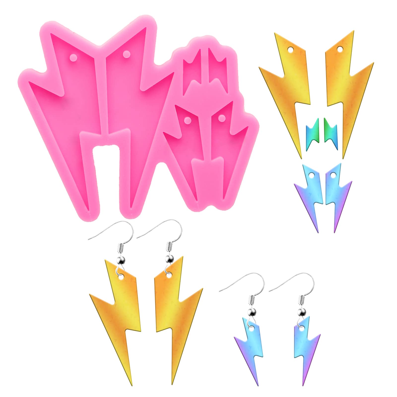 Lightning Bolt Resin Earring Mold - 4 Cavity Silicone Jewelry Molds for DIY Epoxy Resin Casting - Perfect for Making Unique Earrings, Necklace Pendants & Handmade Jewelry Crafts (Great for Gifts, Parties & Creative DIY Projects)