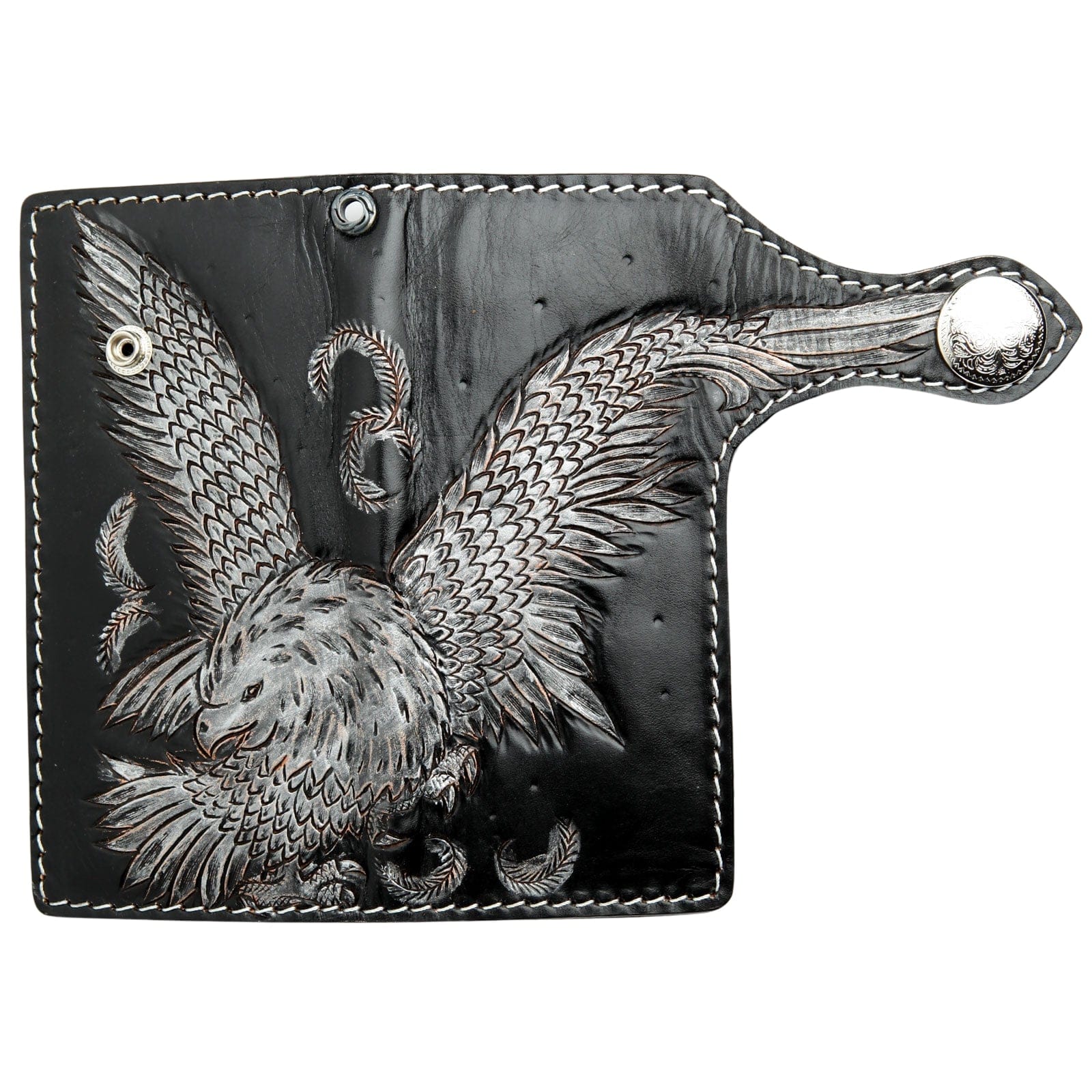 Genuine Cowhide Leather Biker Wallet for Men - American Eagle Harley Davidson Style - Perfect for Motorcycle Riders & Everyday Use