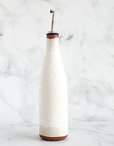 Handmade Ceramic Olive Oil Cruet & Vinegar Bottle - Premium Stoneware Oil Dispenser - USA Made Pottery for Kitchen & Dining - Perfect for Salad Dressing, Cooking & Gourmet Gifts