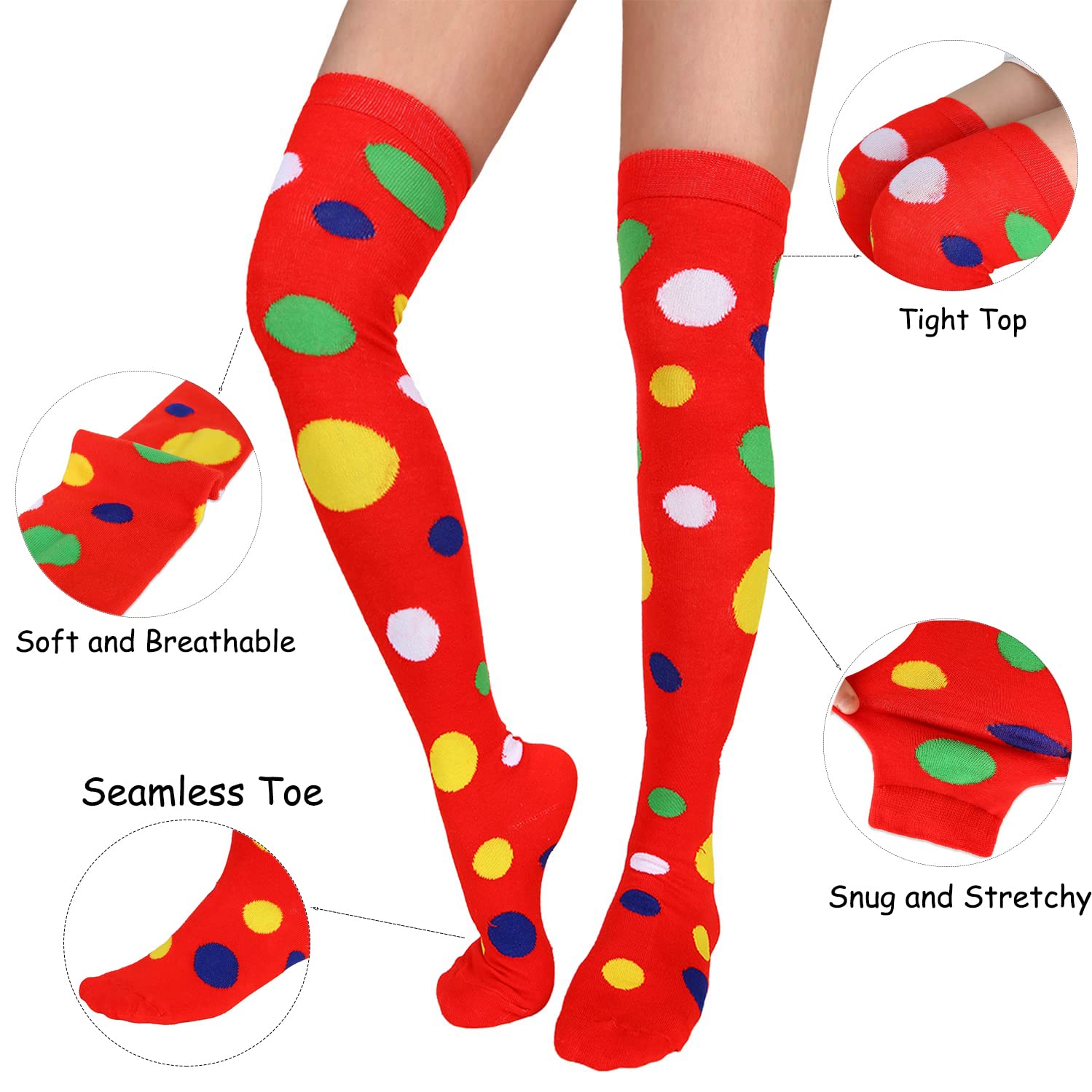 HYTENSUN Women's Polka Dot Thigh High Socks - Extra Long Over The Knee Stockings for Fashion, Cosplay & Winter Warmth