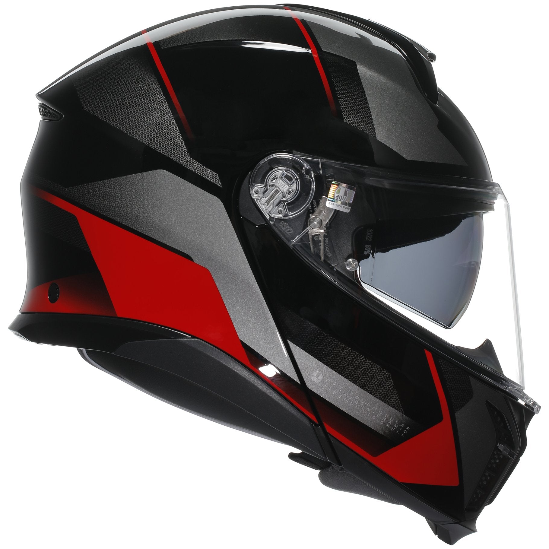 AGV Tourmodular Perception Helmet - Black/Red Motorcycle Full Face Helmet for Men & Women - Perfect for Touring, Commuting & Adventure Riding