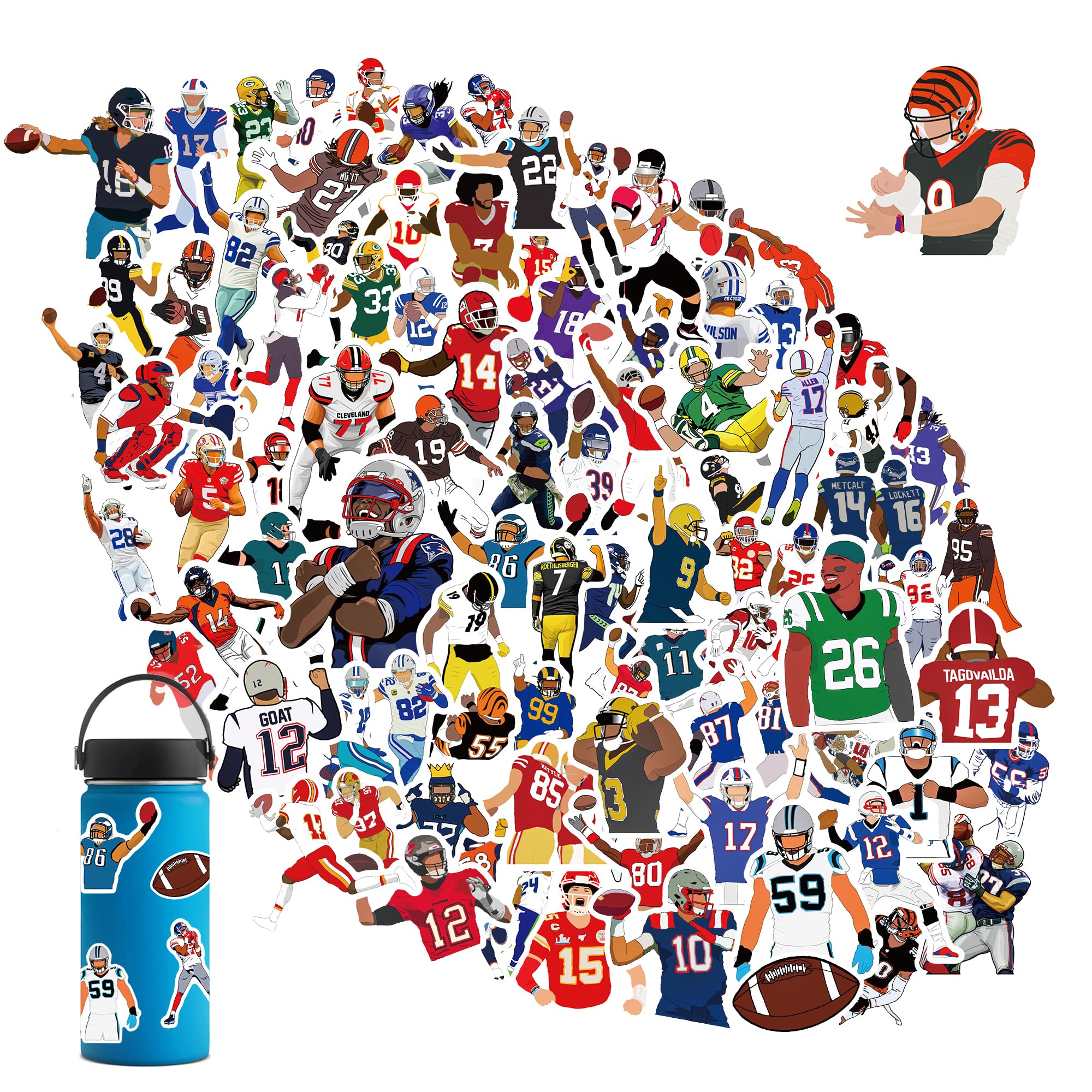 Waterproof Vinyl Stickers Pack - Football, Water Bottle & Laptop Decals for Kids, Boys, Girls & Teens | Perfect for School Supplies, Sports Gear & Tech Accessories