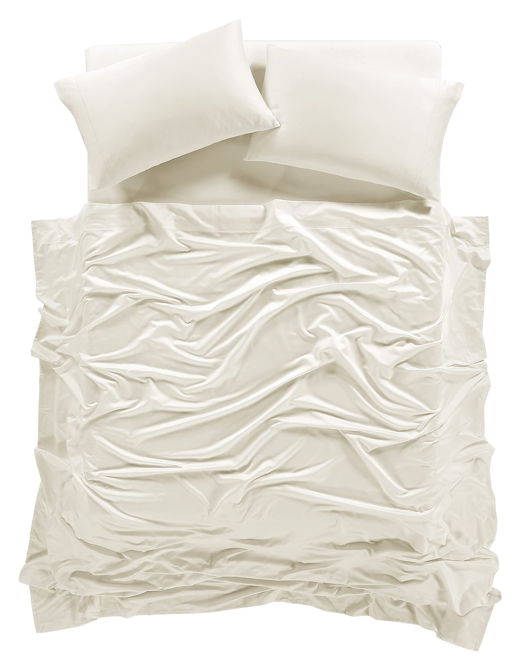 Luxury 100% Supima Cotton Queen Size Bed Sheet Set - 600 Thread Count, 4-Piece Soft & Silky Sateen Weave, Deep Pocket Fits Mattress Up to 18
