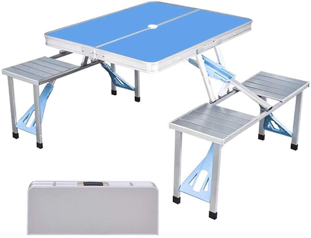 Portable Folding Camping Picnic Table Set - Lightweight Aluminum Alloy Outdoor Dining Table with 4 Chairs for Camping, BBQ, Beach, Garden & Patio | Perfect for Outdoor Adventures, Picnics, Tailgating & Backyard Parties