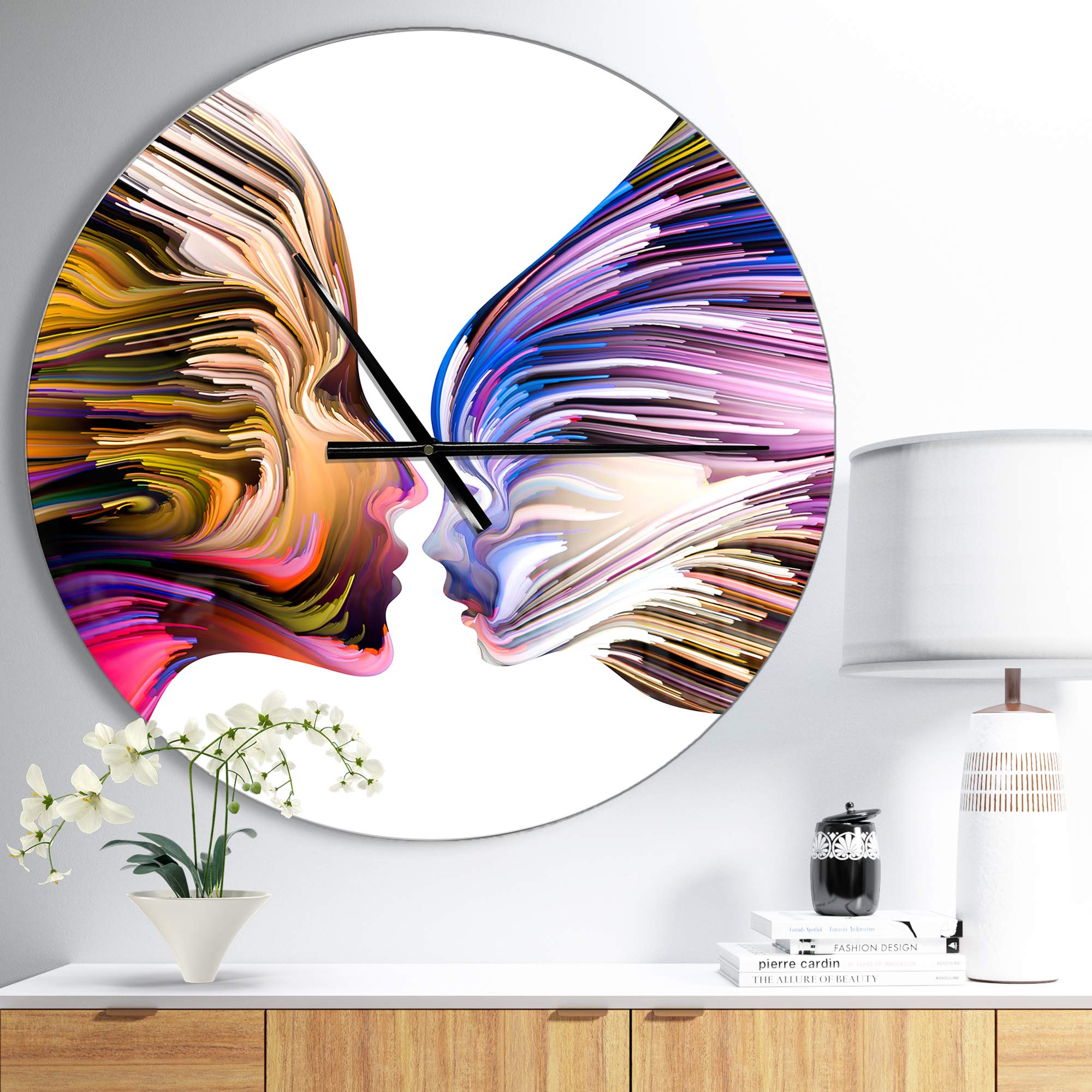 DesignQ 'Metaphorical Mind Painting' Modern Wall Clock - Silent Non-Ticking Battery Operated Round Clock for Home, Bedroom, Bathroom, Office & Living Room Decor | Perfect for Contemporary Spaces, Gifts & Interior Design