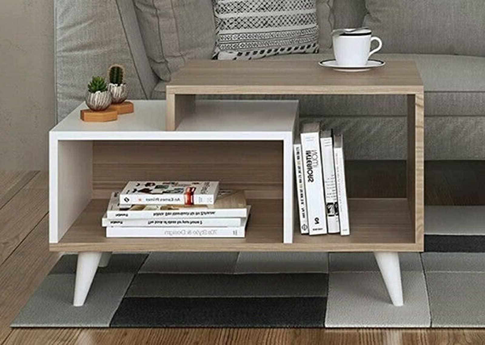 LCSA 3-Tier Rectangular Coffee Table - Space Saving Living Room Organizer with Storage Shelves | Perfect for Small Apartments, Dorms & Home Decor