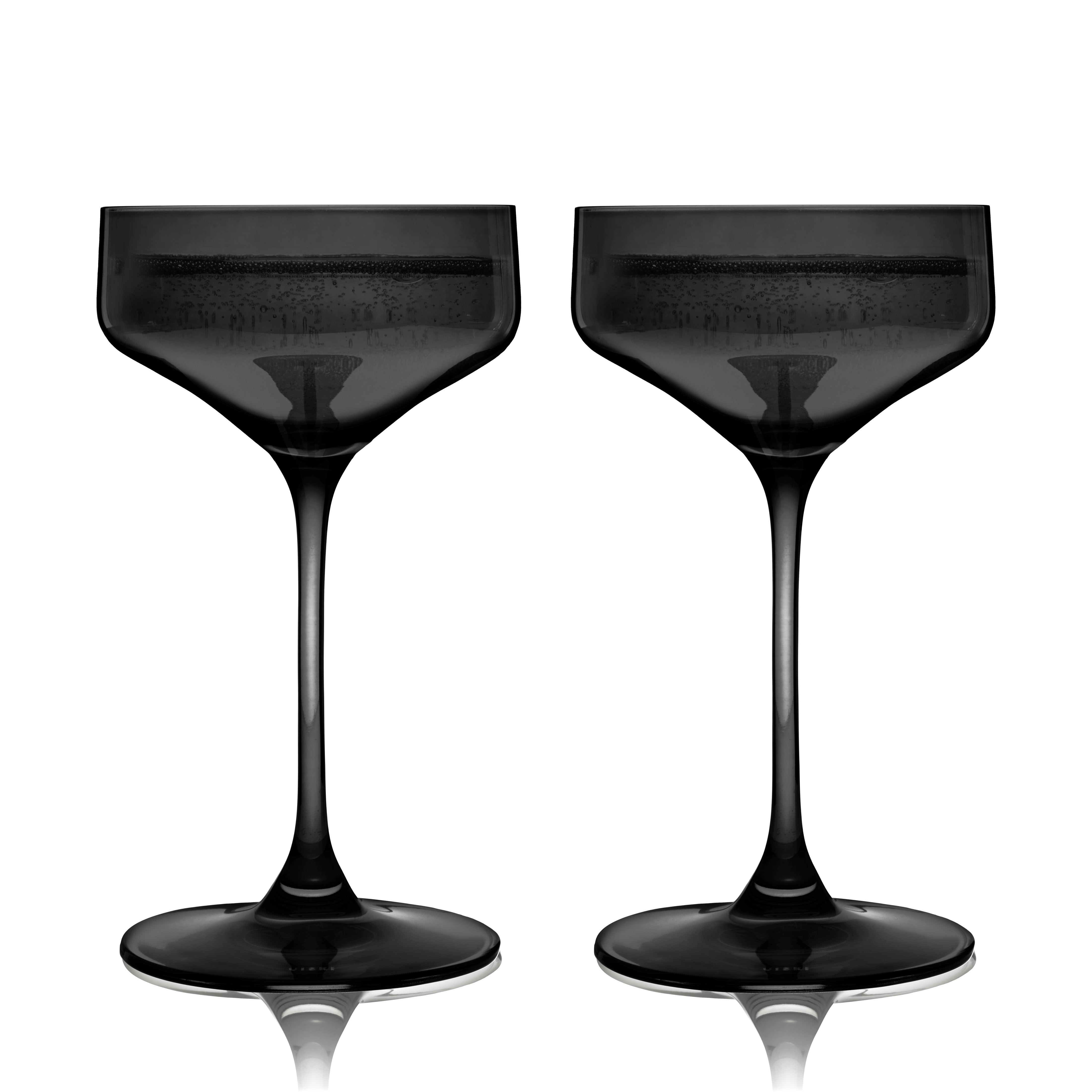 Premium Reserve Nouveau Crystal Coupe Glasses - Elegant Smoke-Colored Set of 2 - Perfect for Cocktails, Champagne & Special Occasions