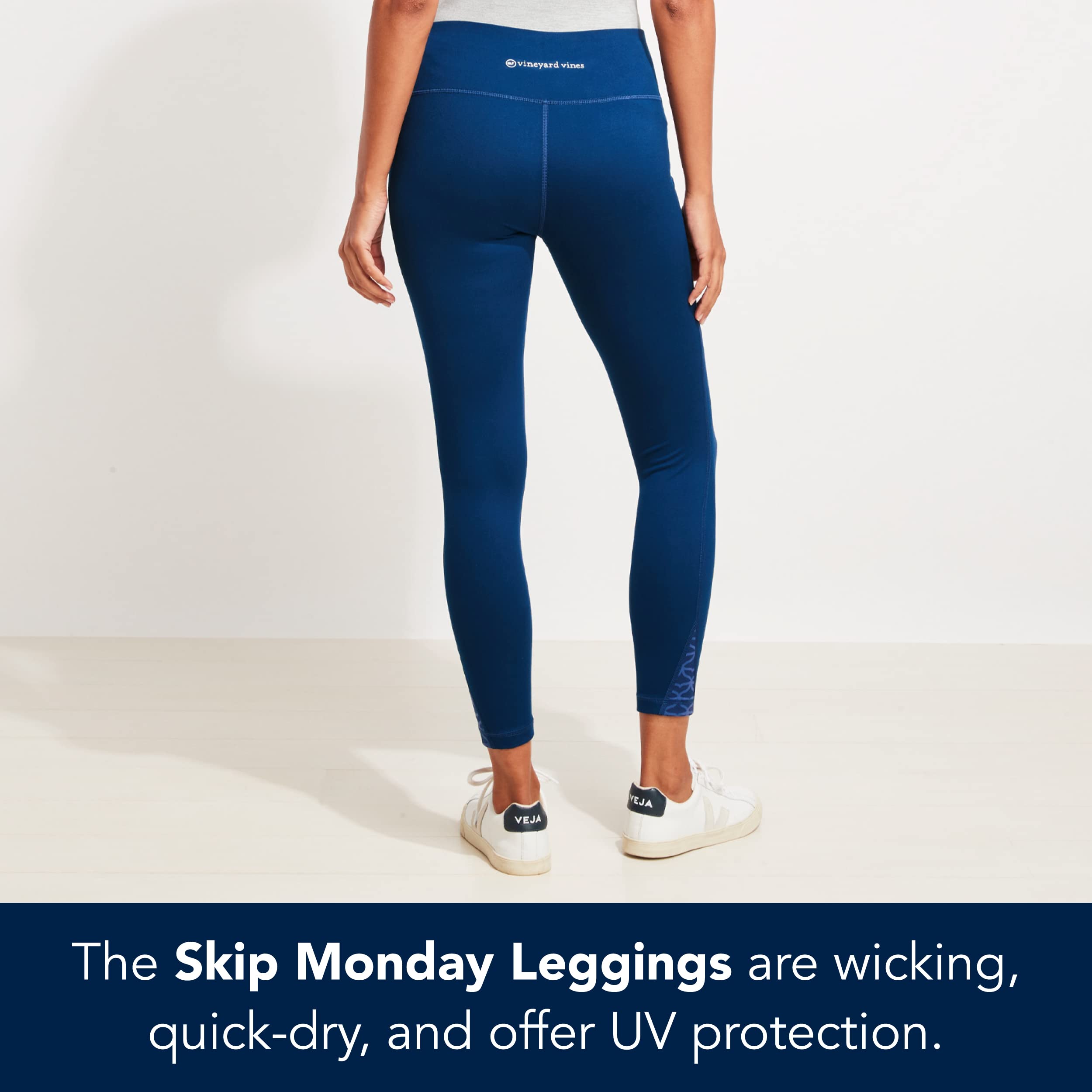 Vineyard Vines Women's Skip Monday Performance Leggings - High Waisted Yoga Pants for Workout, Running & Lounge Wear - Comfortable & Stretchy Activewear for Women