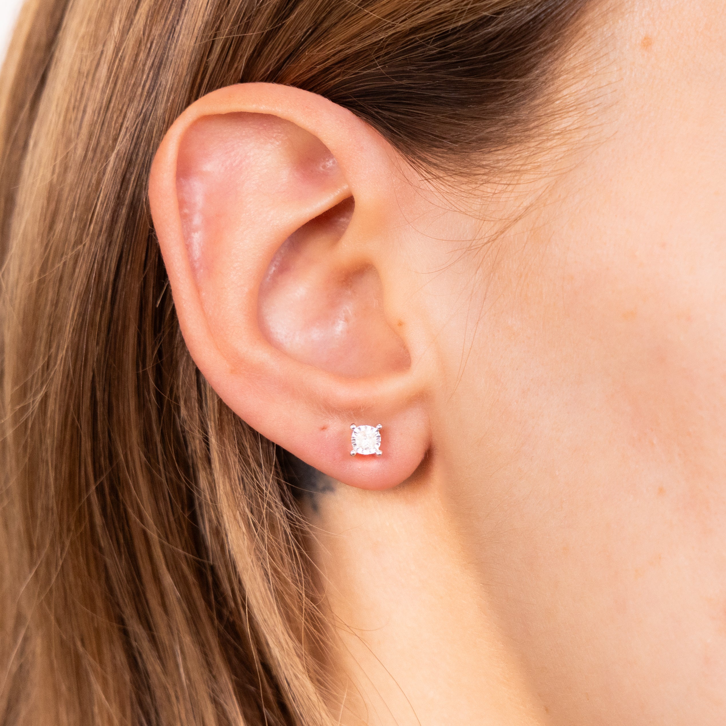 1/6 Carat Diamond Solitaire Stud Earrings in Sterling Silver - Perfect for Everyday Wear, Gift Giving & Special Occasions