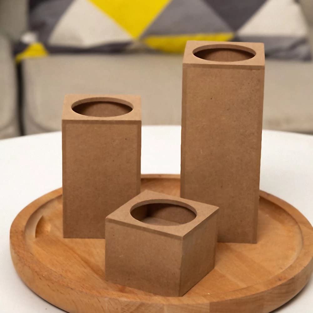 3 Pcs Wooden Candlestick Holders - Rustic Pillar Candle Stands for Table Centerpiece, Home & Living Room Decor - Perfect for Weddings, Dinner Parties, and Cozy Fall Evenings