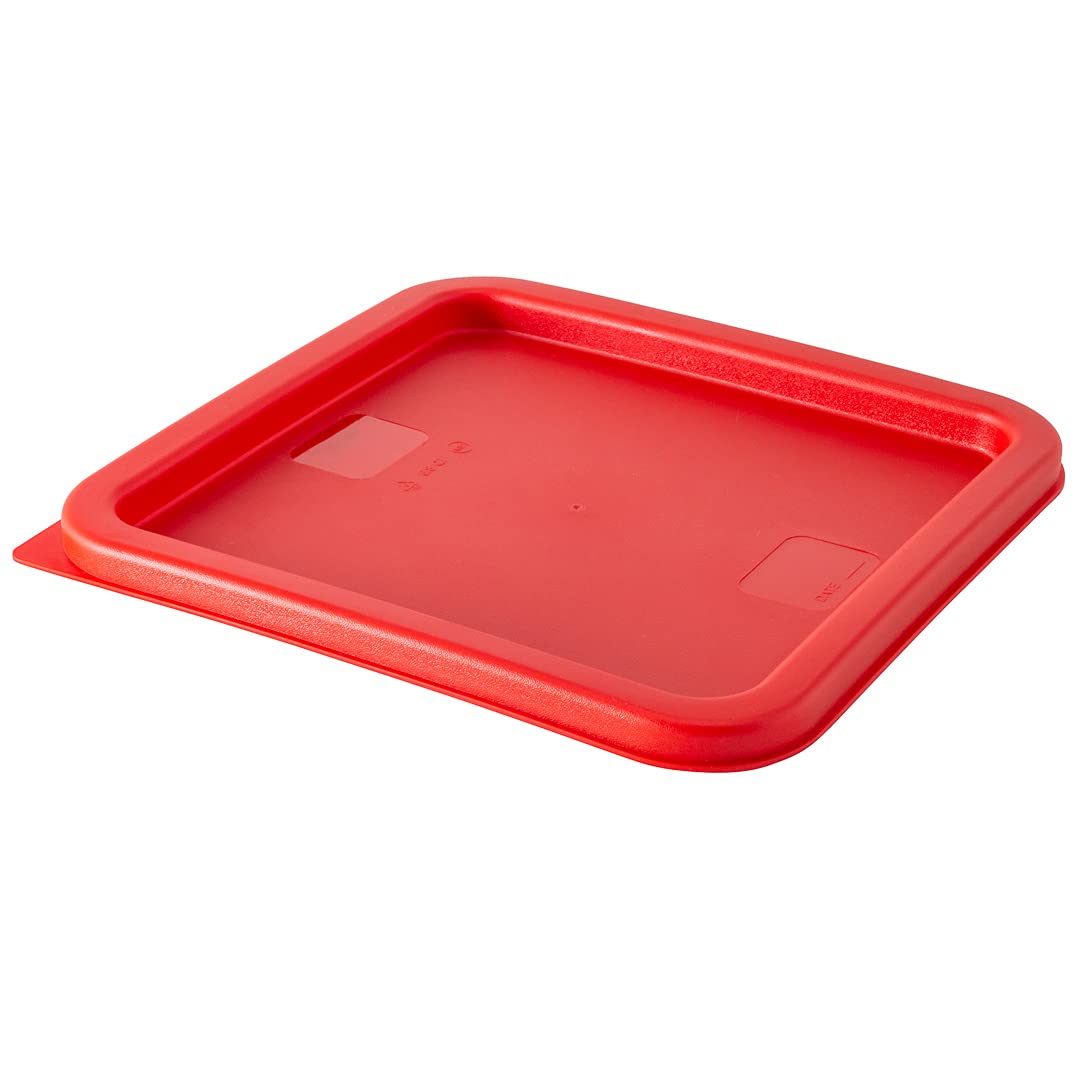 Met Lux 10-Pack Square Food Storage Container Lids - Red Plastic, Dishwasher & Freezer Safe, Date Indicator - Replacement Lids for Marinating & Meal Prep Containers (Containers Sold Separately) - Perfect for Restaurant, Catering & Home Kitchen Organization