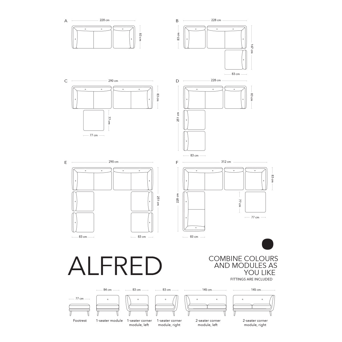 Alfred Boucle Right 1 Seater Modular Sofa - Modern Accent Chair for Living Room, Bedroom & Office - Compact Single Seater Couch with Removable Cushions