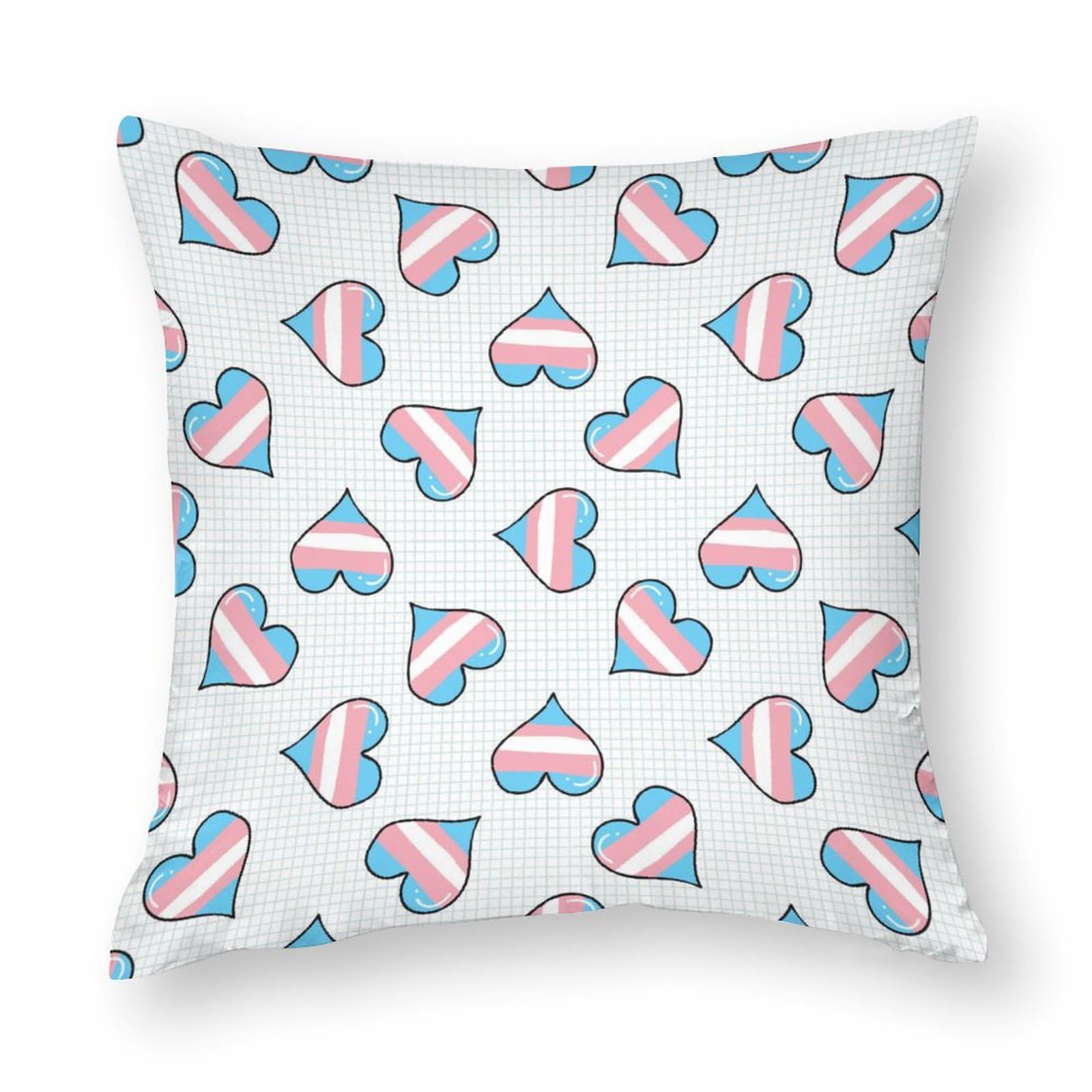 Soft Transgender Heart Polyester Pillow Cases - 14x14 Inch Cushion Covers for Sofa, Bed & Decor - LGBTQ+ Pride Home Accessories for Living Room, Dorm or Gift