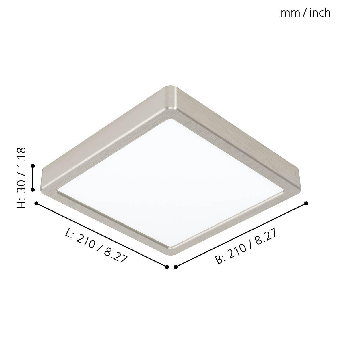 Eglo Fueva 5-LED Modern Square Flush Mount Ceiling Light Fixture, 17W Dimmable Nickel Finish - Perfect for Bedroom, Kitchen, Living Room & Office Lighting