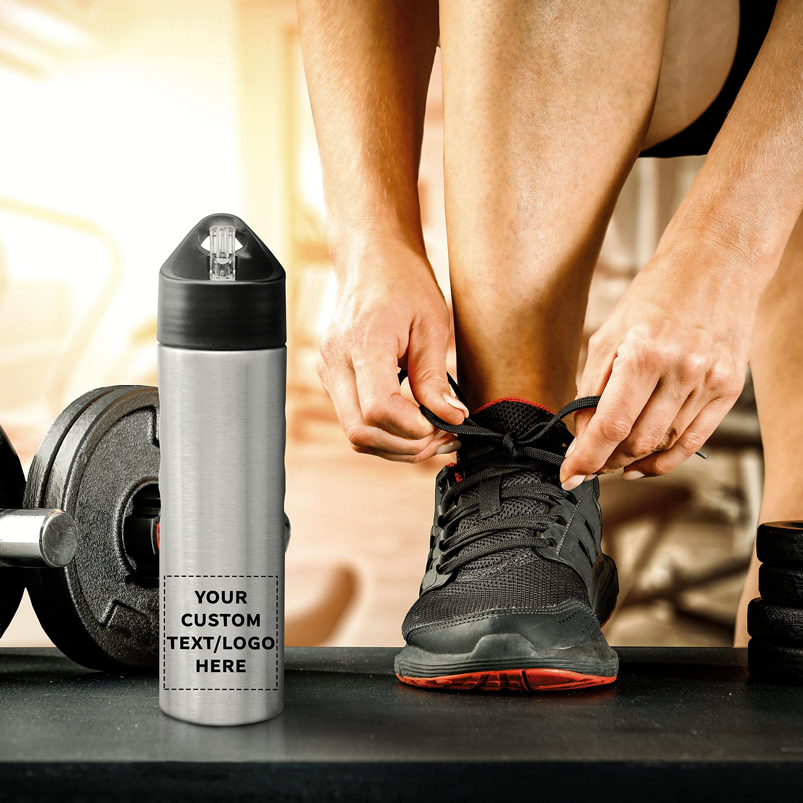 Custom Slim Stainless Steel Water Bottles 25oz (12 Pack) - Personalized Text & Logo - Reusable Gym & Sports Bottles - Bulk Pack Silver - Perfect for Workouts, Hiking, Office & School Hydration