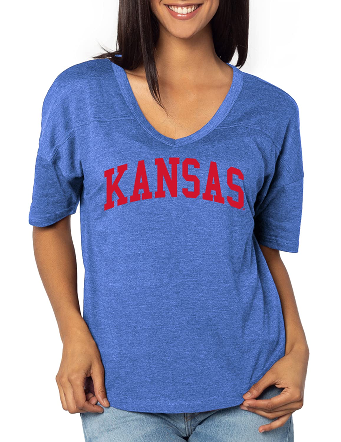 UG Apparel Women's V-Happy Jersey - Soft & Comfortable Short Sleeve T-Shirt for Casual Wear, Gym & Everyday Outfits