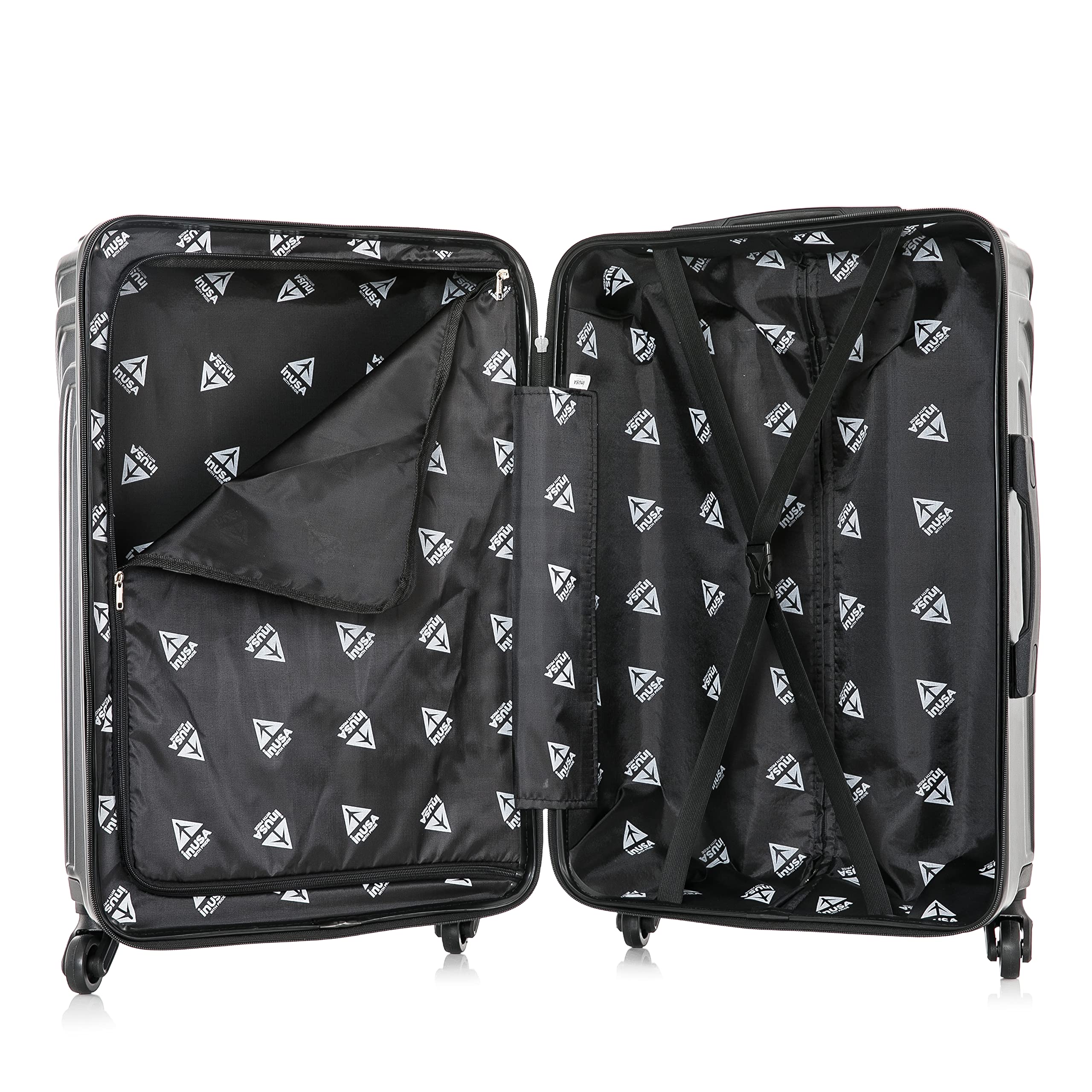InUSA VASTY 3-Piece Hardshell Luggage Set with Spinner Wheels - Durable Lightweight Suitcase (20in, 24in, 28in) for Travel - Black | Perfect for Business Trips, Family Vacations & International Travel