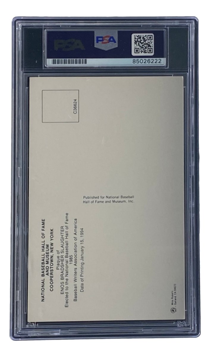 Authentic Enos Slaughter Signed 4x6 St. Louis Cardinals HOF Plaque Card with PSA/DNA Certification 85026222 - Perfect for Baseball Memorabilia Collections & Sports Fan Gifts