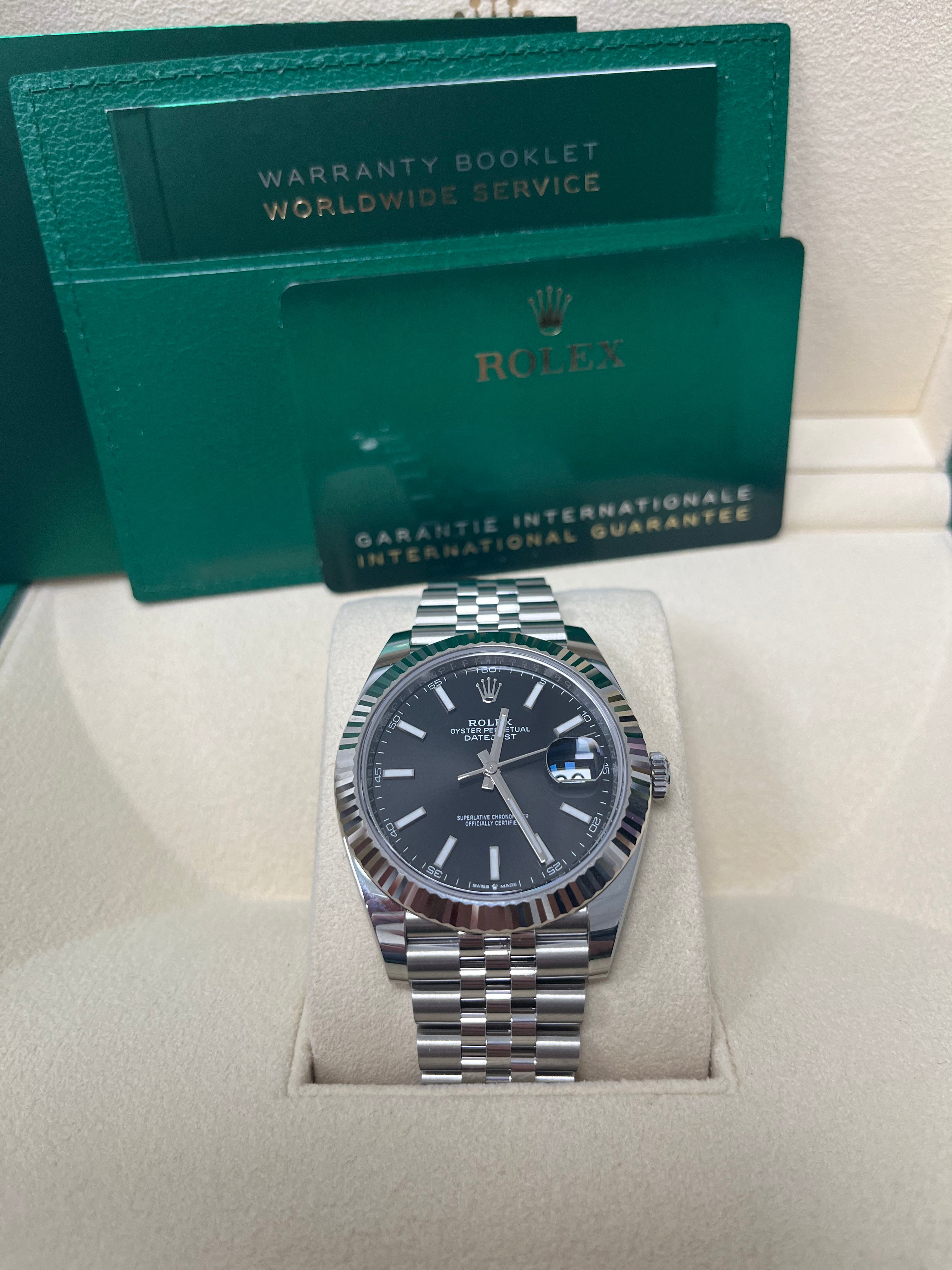 Rolex Datejust 41 Men's Watch - Stainless Steel & White Gold, Black Index Dial, Fluted Bezel, Jubilee Bracelet (Ref# 126334) | Luxury Dress Watch for Business & Formal Occasions