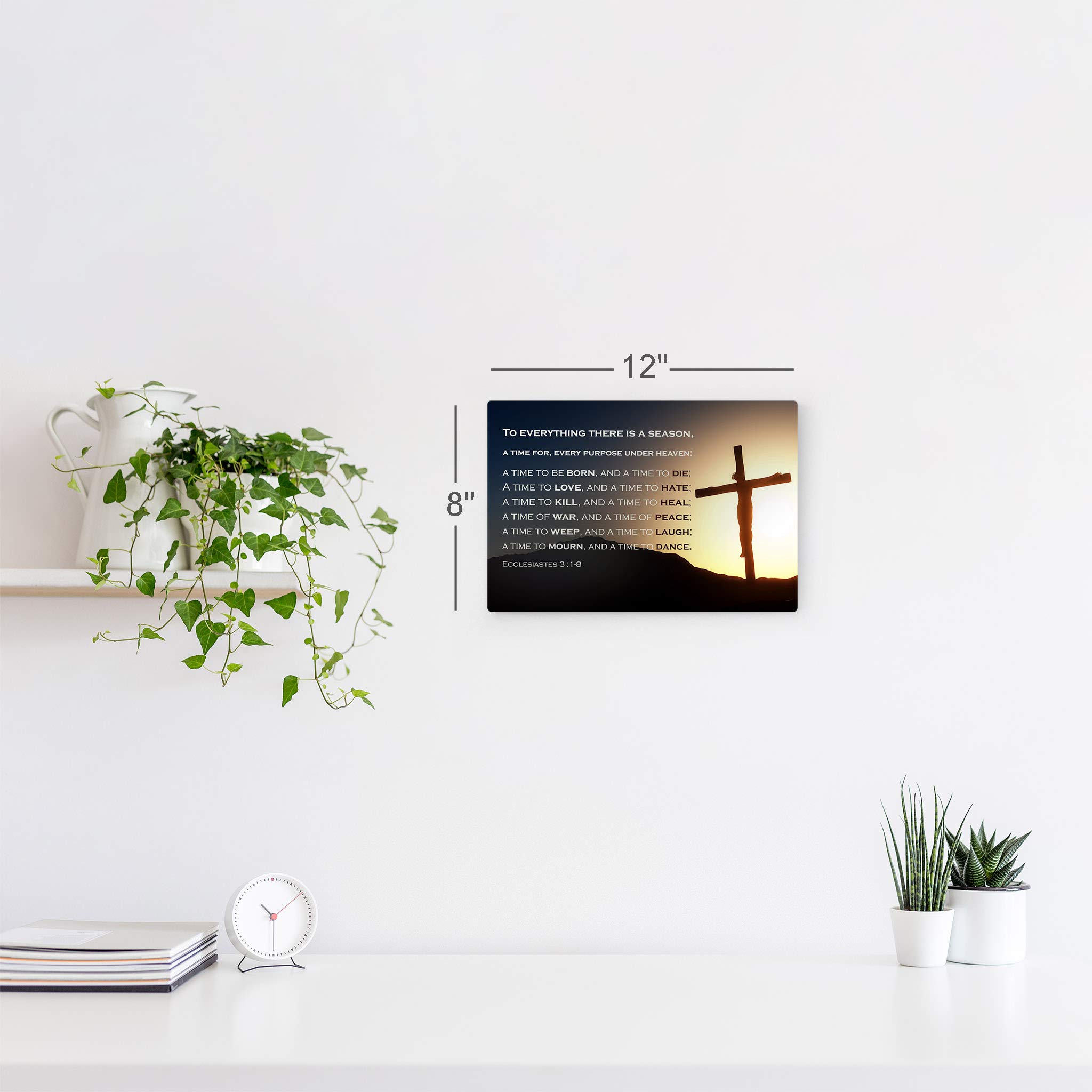 Smile Art Design Scripture Bible Verse Wall Art - Metal Print Ecclesiastes 3:1-8 'To Everything There is a Season' - Jesus Cross Religious Decor for Living Room, Bedroom - Christian Gift Ready to Hang (20x30) - Perfect for Home Worship, Church Decor & Inspirational Gifts