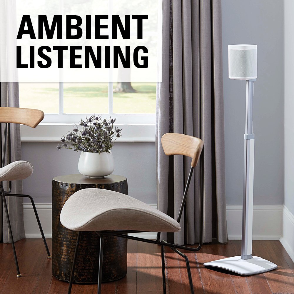 Sanus Adjustable Height Wireless Speaker Stands for SONOS ONE, ONE SL, Play:1 & Play:3 - Tool-Free 16