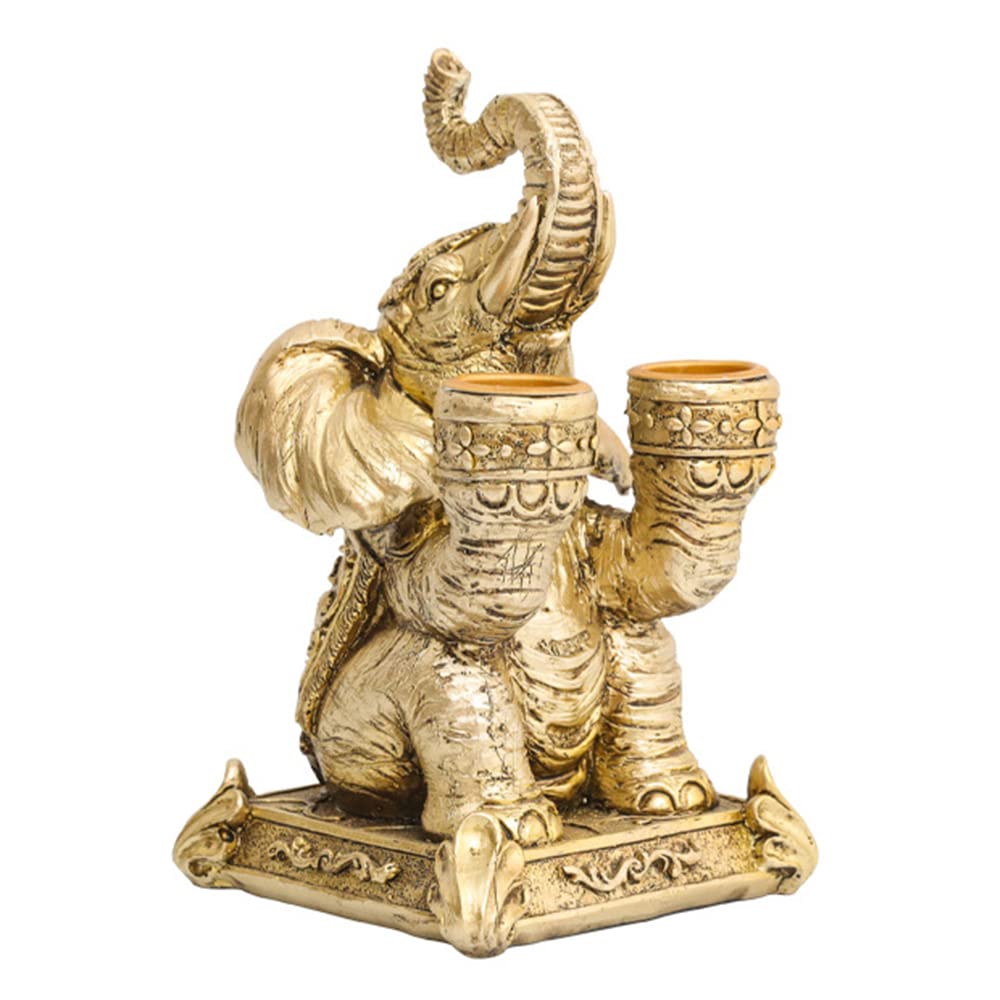 Elegant Gold Elephant Candle Holder for Tea Lights, Candlesticks & Pillar Candles - Resin Decorative Home Decor Statue - Perfect for Wedding Centerpieces, Table Decor & Gift Giving