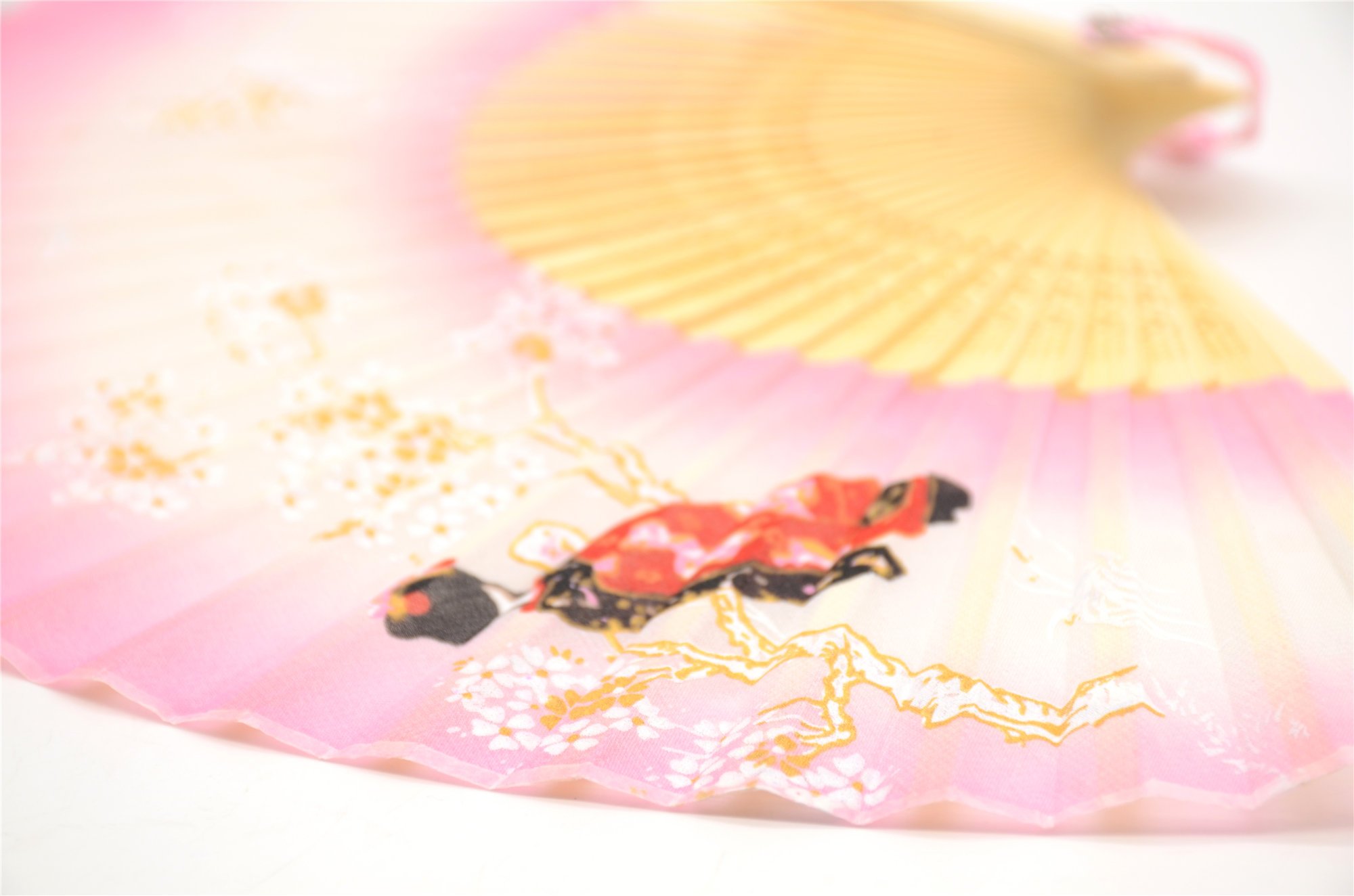 Vintage Silk Folding Hand Fan for Women - Chinese & Japanese Style Pink Handheld Fan with Fabric Sleeve - Perfect Gift for Weddings, Tea Ceremonies & Summer Cooling
