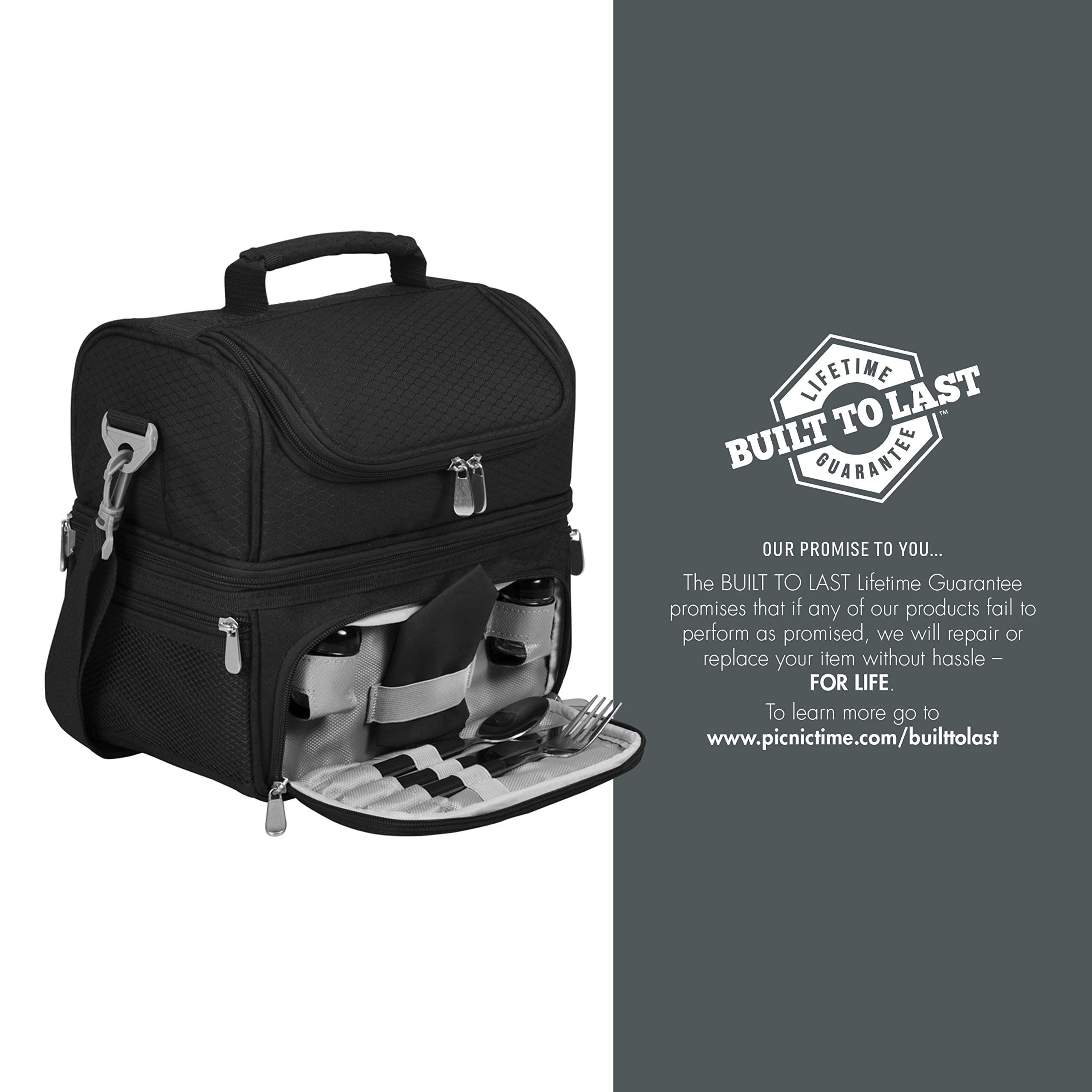 PICNIC TIME Black Pittsburgh Steelers Pranzo Insulated Lunch Tote Bag for Work, School & Tailgating - NFL Team Logo Cooler Lunchbox
