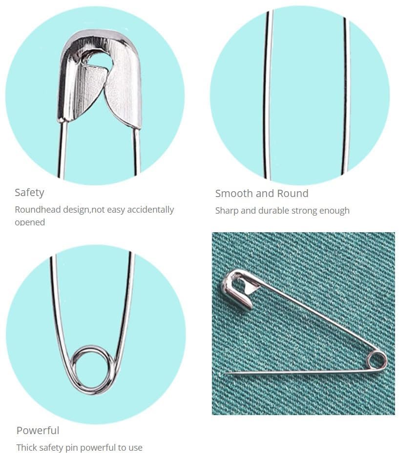 200Pcs Heavy Duty 1.5 Inch (38mm) Rust-Resistant Steel Safety Pins - Size 2 Small Sewing Pins for Clothing, DIY Crafts, Quilting & Emergency Repairs | Durable for Daily Use & Fabric Projects
