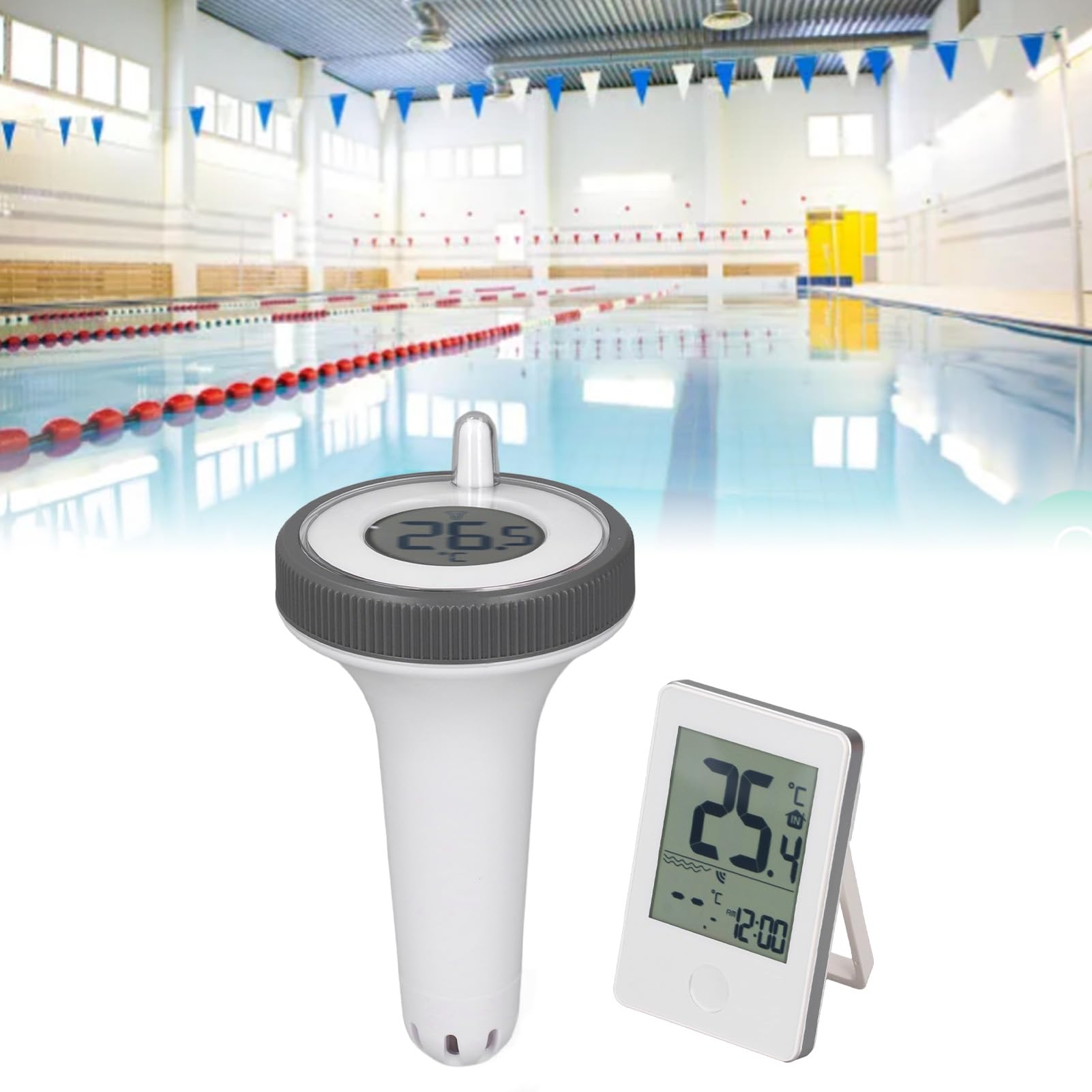 **Waterproof Digital Pool Thermometer with Large LCD Display - Floating Thermometer for Swimming Pools, Hot Tubs, Baths, Aquariums & Small Ponds | Accurate Temperature Reading for Spa, Baby Bath & Fish Tank**