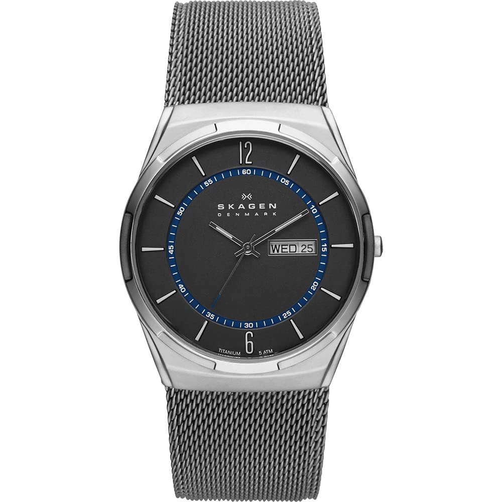 Skagen Melbye Three-Hand Watch for Men & Women - Slim Minimalist Stainless Steel Mesh Band - Water Resistant Dress Watch for Business, Office & Formal Occasions