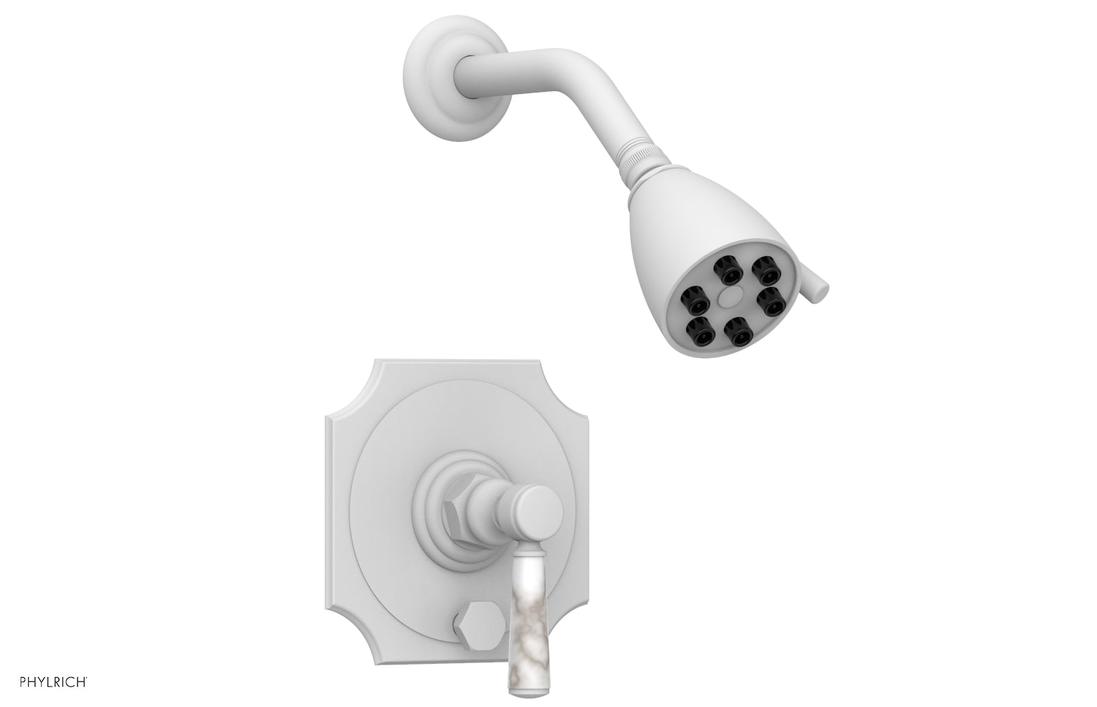 HENRI Pressure Balance Shower and Diverter Set with White Marble Handle - No Spout Included - Perfect for Modern Bathroom Renovations and Spa-Like Shower Experience