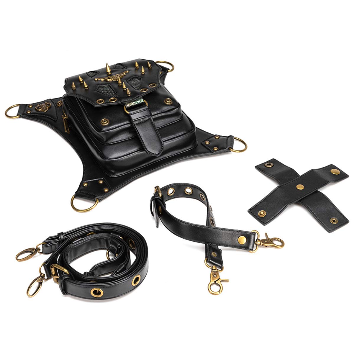 Gothic Steampunk Waist Bag for Women - Vintage Leather Crossbody Shoulder Bag & Leg Arm Pack - Perfect for Cosplay, Renaissance Fairs & Alternative Fashion