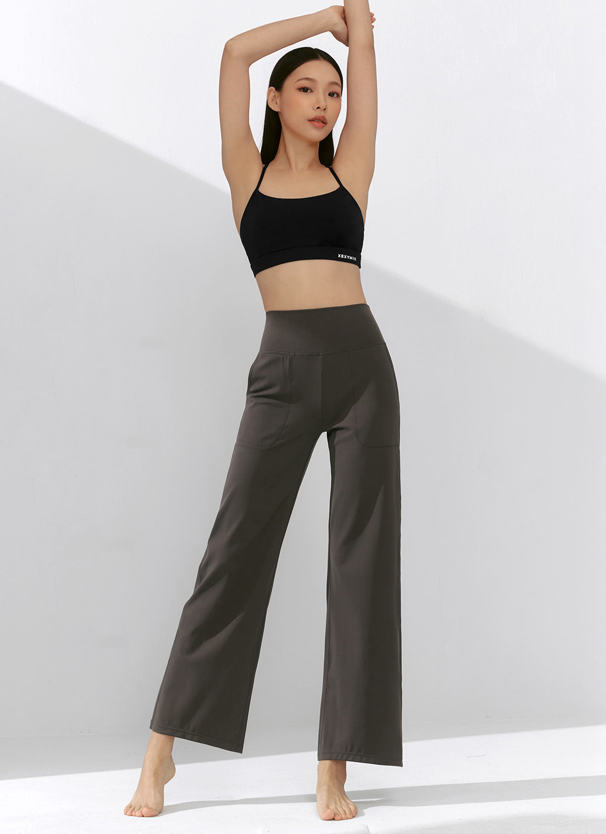 Black Label Power Rise Pocket Wide Leggings - High Waist Yoga Pants with Side Pockets for Women - Perfect for Workouts, Running, and Casual Wear
