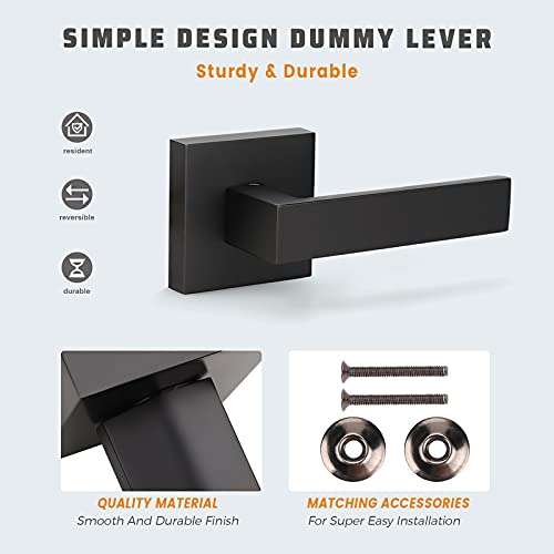 KNOBWELL 9-Pack Matte Black Door Levers - Single Sided for Interior Doors
