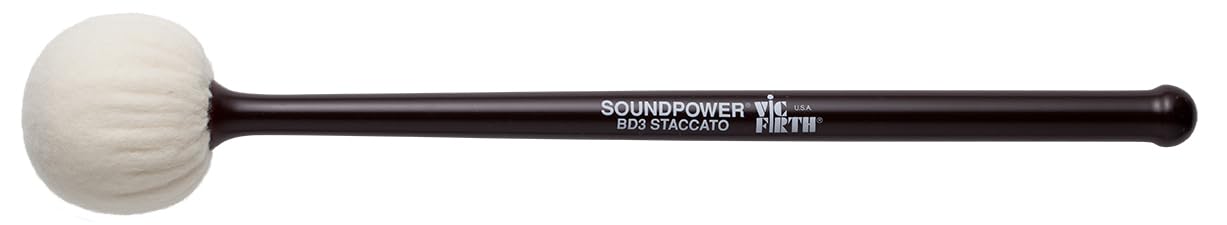 Vic Firth Soundpower® Bass Drum Staccato - Premium Drum Sticks for Professional Drummers | Perfect for Jazz, Rock & Studio Recording