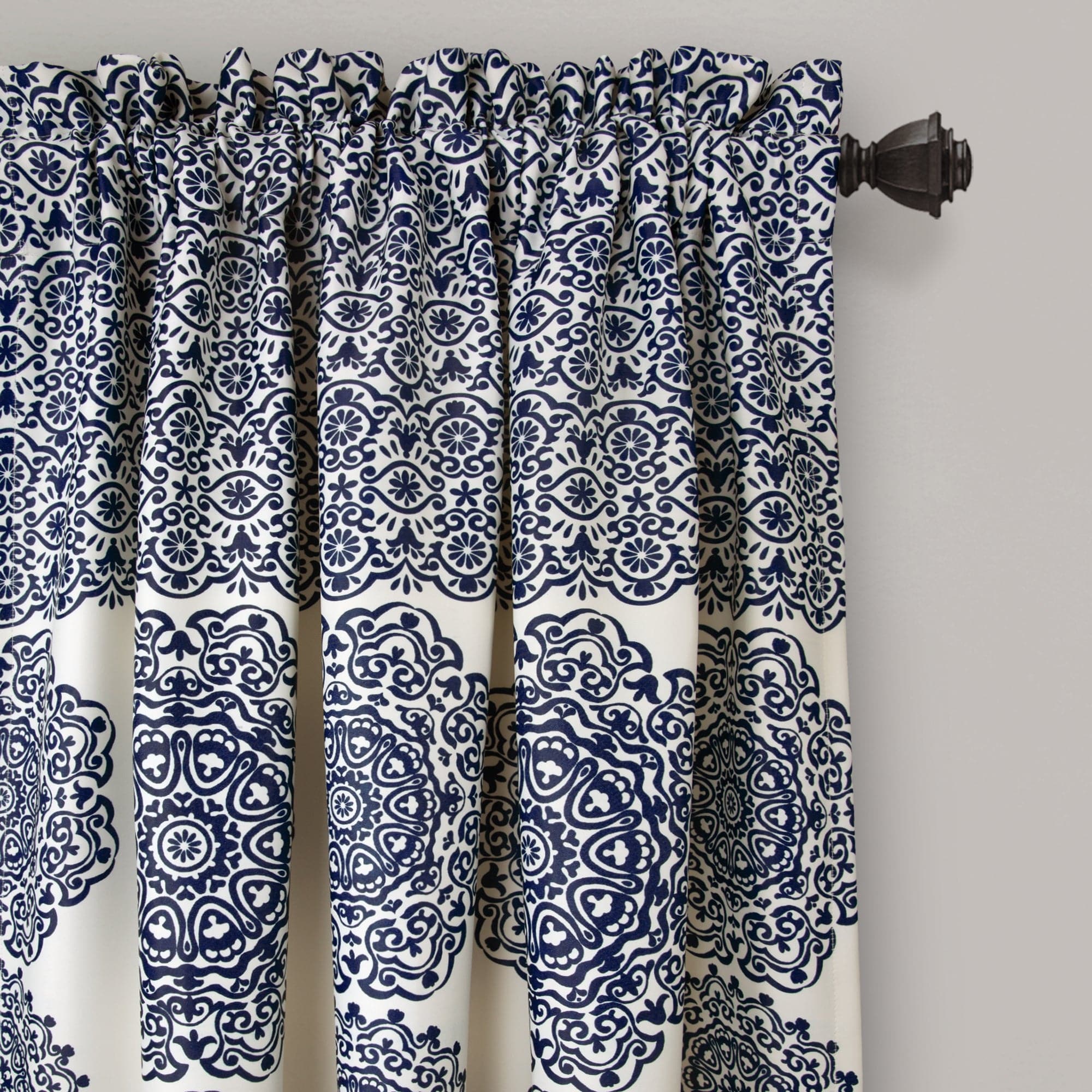Stripe Medallion Light Filtering Window Curtain Set - Elegant Room Darkening Drapes for Living Room & Bedroom - Perfect for Privacy & Sun Protection