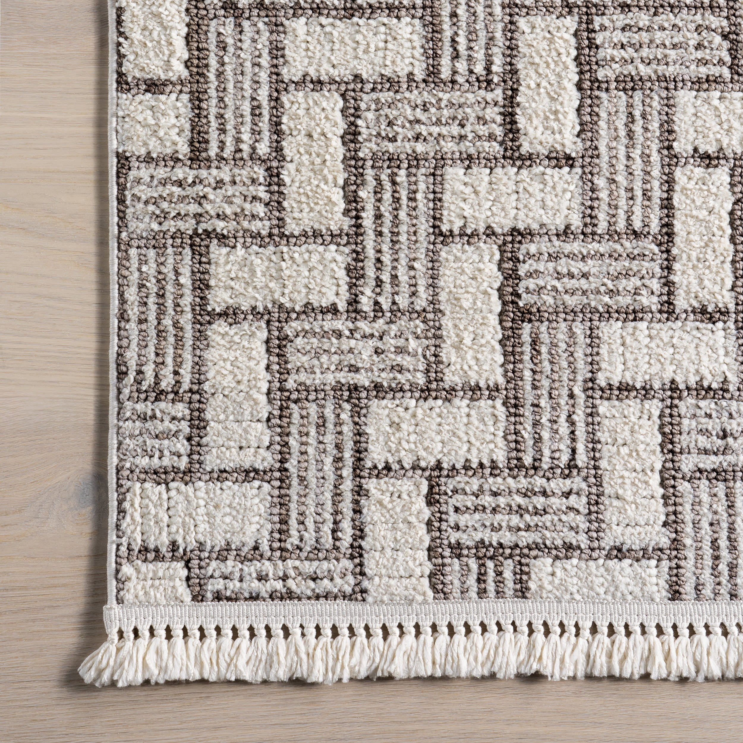 Charli Geometric Ivory Area Rug - Modern Boho Chic Design for Living Room, Bedroom & Home Decor