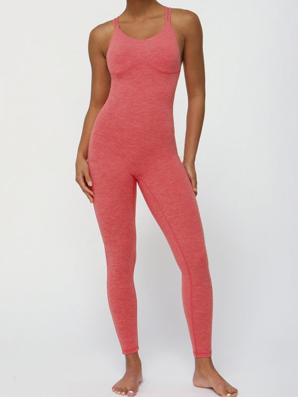 ZASUWA Women's Cross Back U-Neck Scrunch Bum Hip Lift Jumpsuit - Sexy Bodycon Romper for Night Out, Party & Date Night