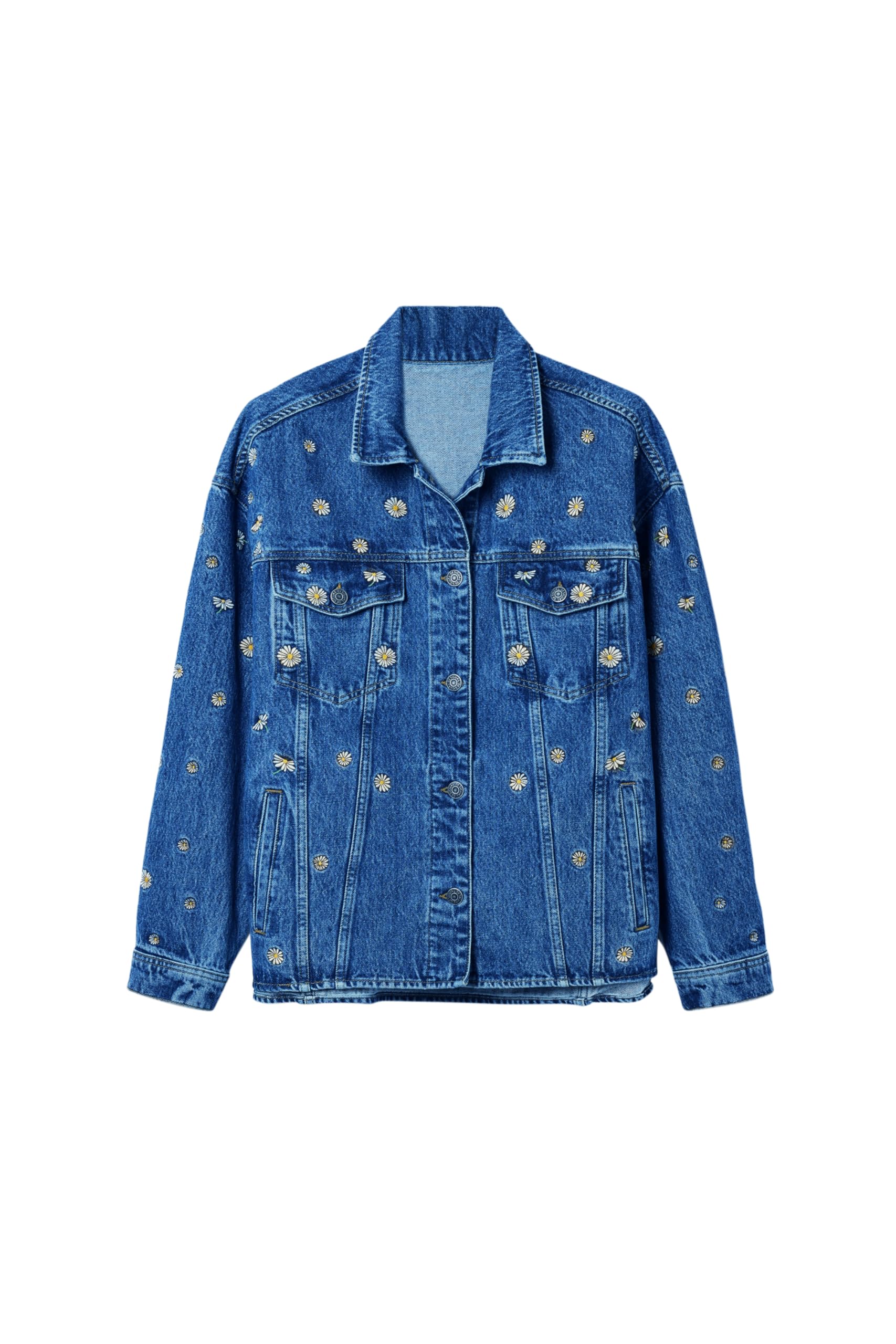 Desigual Women's Denim Trucker Jacket - Stylish Vintage Distressed Jean Jacket for Casual Outfits & Fall Layering | Perfect for Streetwear, Date Nights & Weekend Adventures