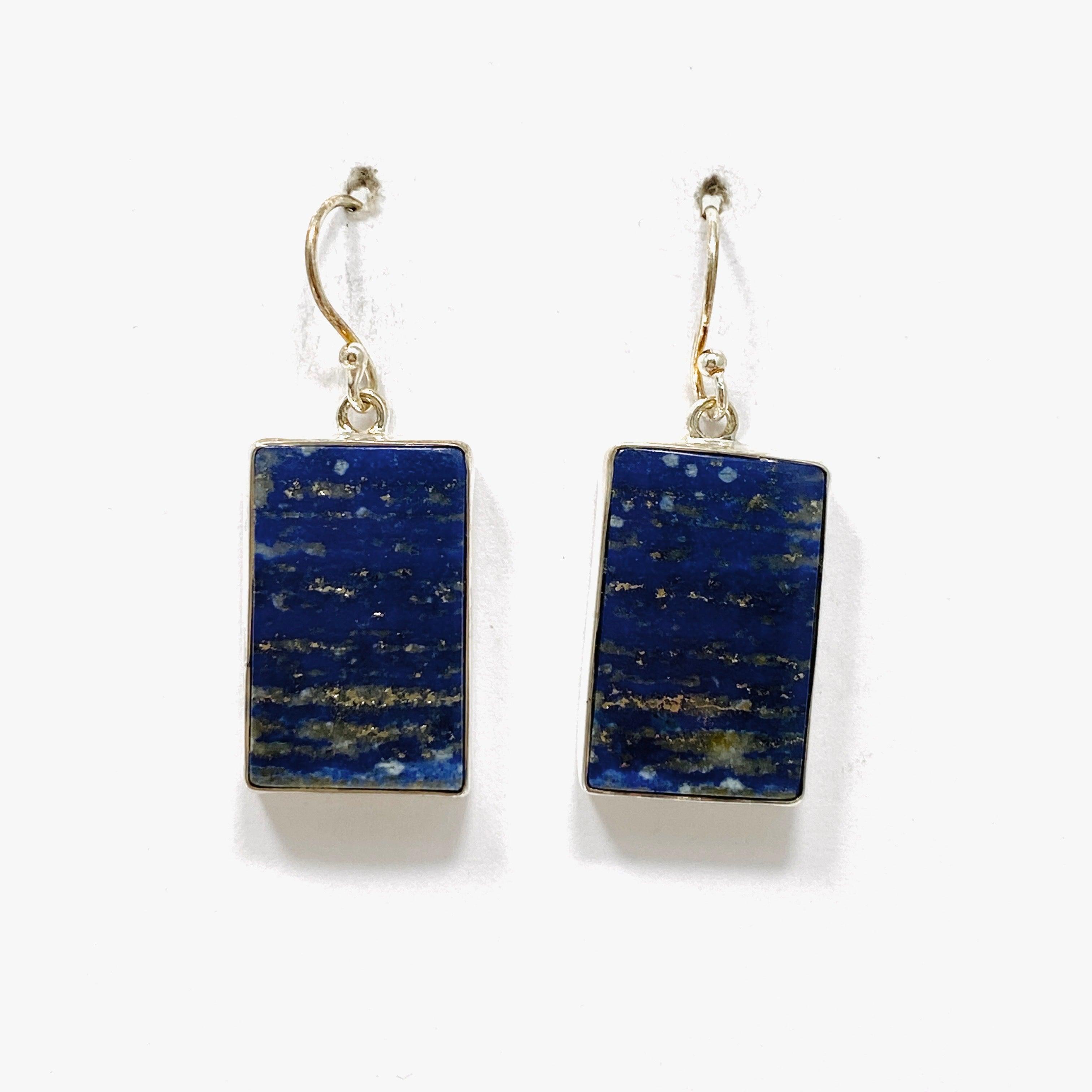 Lapis Lazuli Rectangular Earrings for Women - Elegant Blue Stone Jewelry Gift for Her - Perfect for Parties, Weddings & Special Occasions