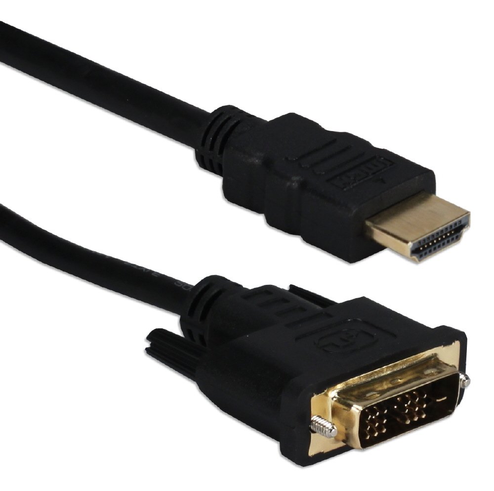QVS 5M HDMI to DVI Cable - High Speed 1080p Gold Plated Connectors for HDTV, Monitor, Projector & Gaming Setup