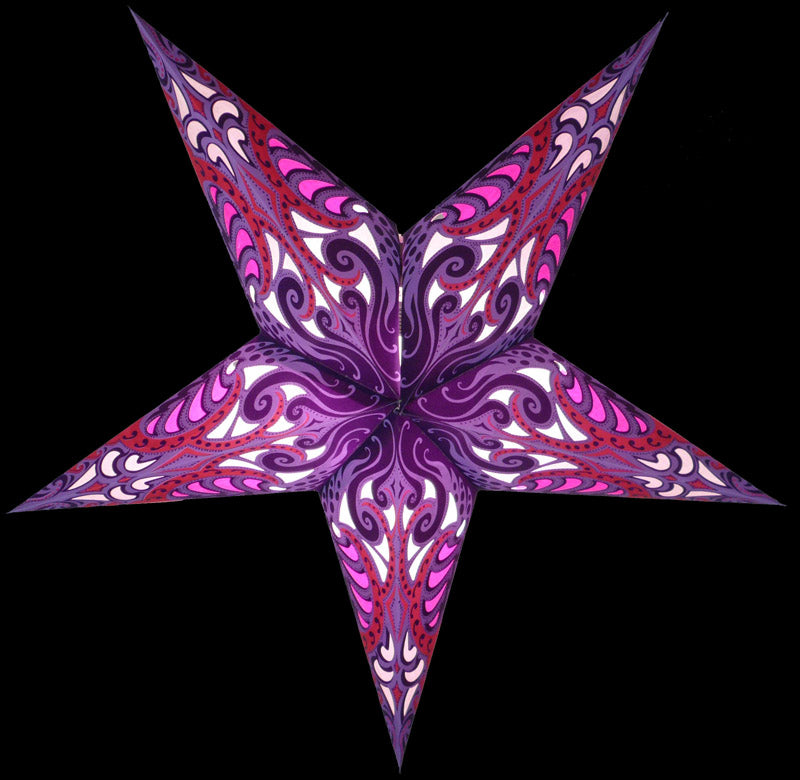 24 Pack Lavender Purple Splash Paper Star Lanterns - Elegant Hanging Wedding & Party Decorations for Indoor/Outdoor Events, Baby Showers & Home Decor