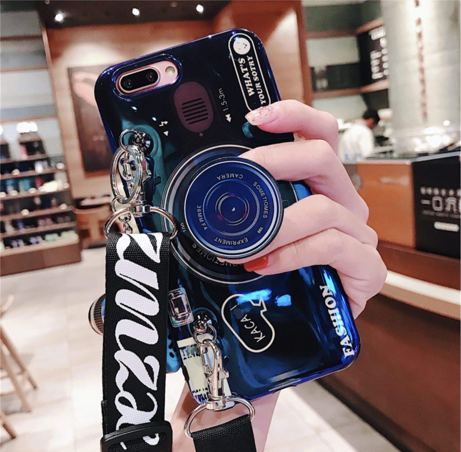 **Fashion iPhone X/XS Case (5.8 inch) - Lightweight Soft TPU Cover with Blue Ray Camera Design & Lanyard (Blue) | Perfect for Everyday Protection & Stylish Outfits**