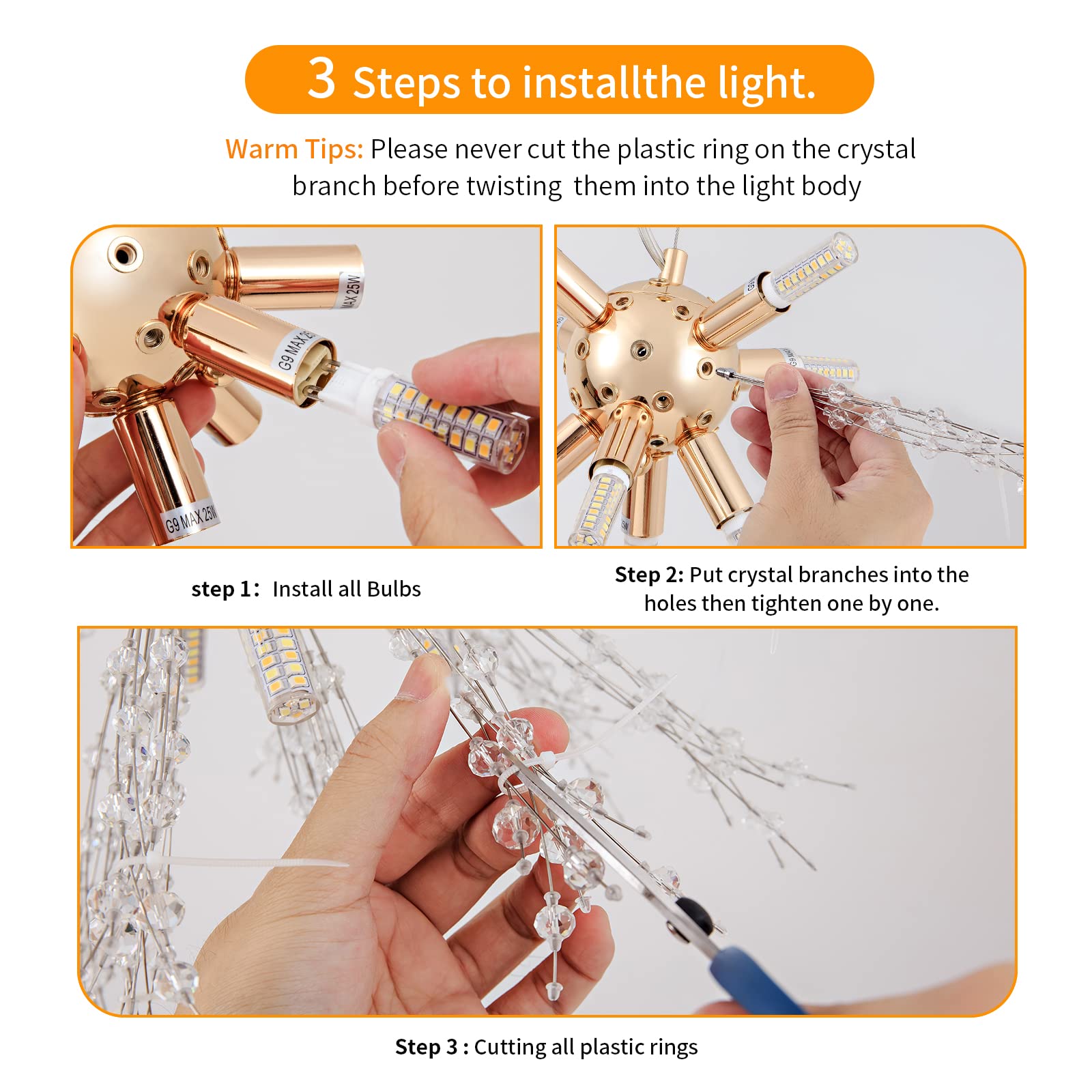 Modern Crystal Chandelier Firework - 8-Light Gold Dandelion Sputnik Ceiling Light Fixture for Bedroom, Living Room, Dining Room, Kitchen Island & Hallway - Elegant Lighting for Home Decor & Special Occasions