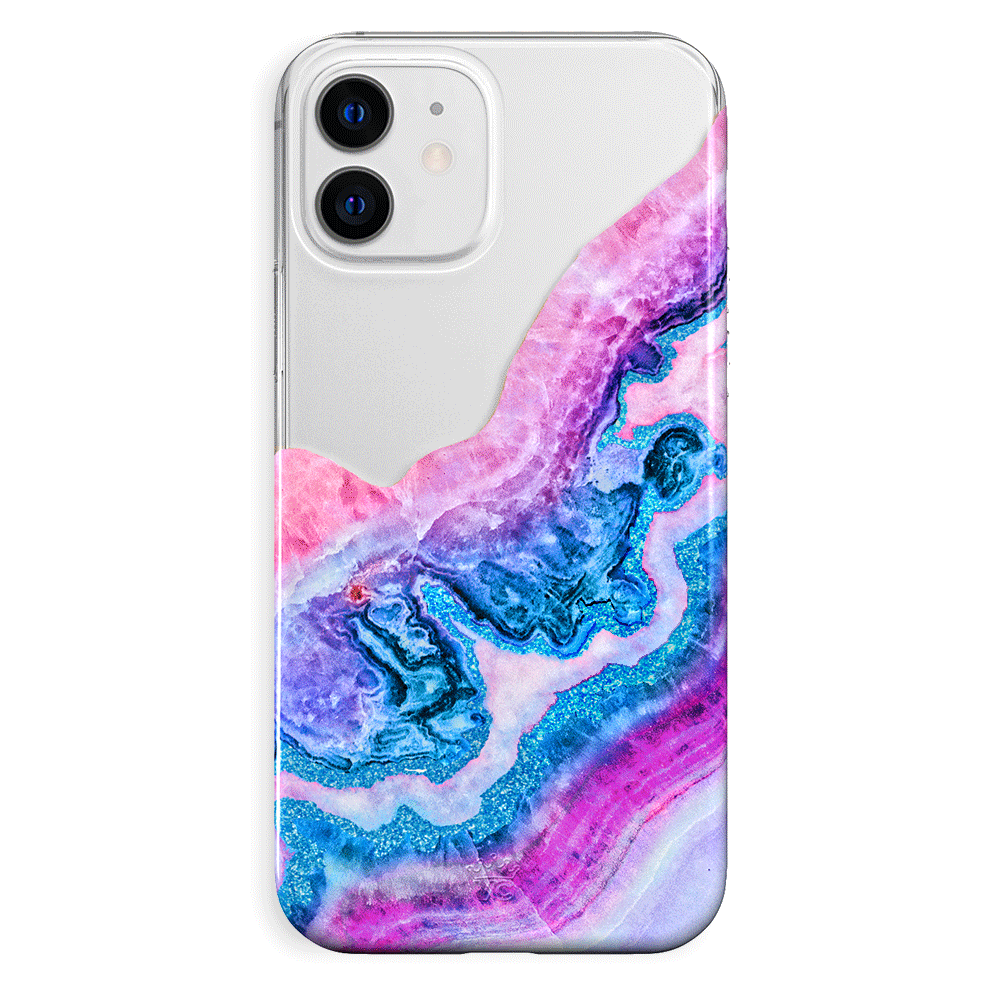 Geode Glitter Clear iPhone Case - Shatterproof Protective Cover with Crystal Sparkle Design for iPhone 13/14/15 - Perfect for Daily Use, Travel & Gift Giving