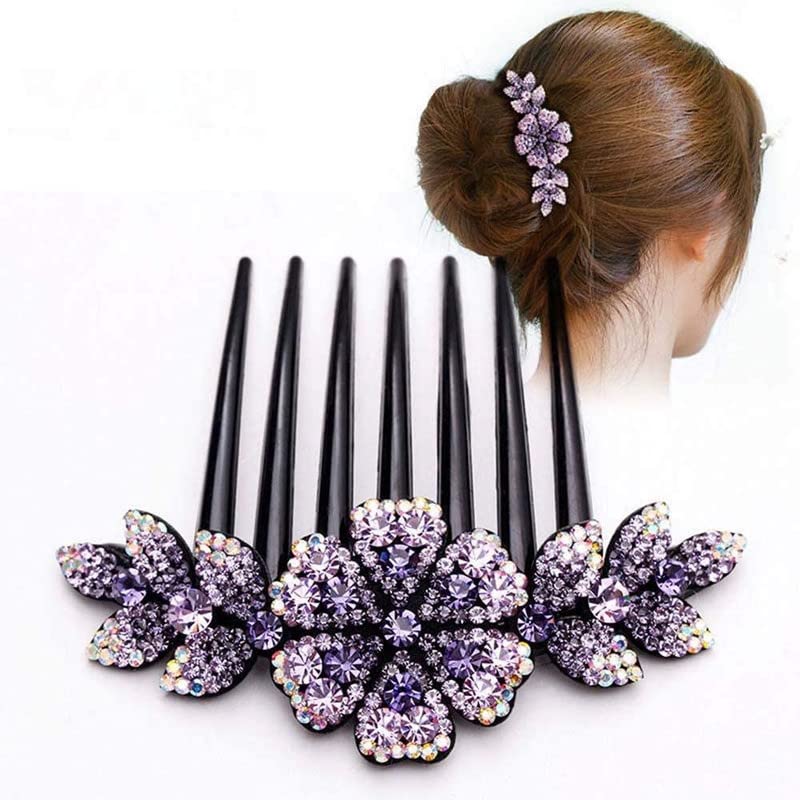 Belicia Rhinestone Flower Hair Comb for Women - Elegant Bridal Wedding Hair Accessories, Multicolor Slide Clips & Barrettes - Perfect for Bridal Showers, Weddings, and Special Occasions