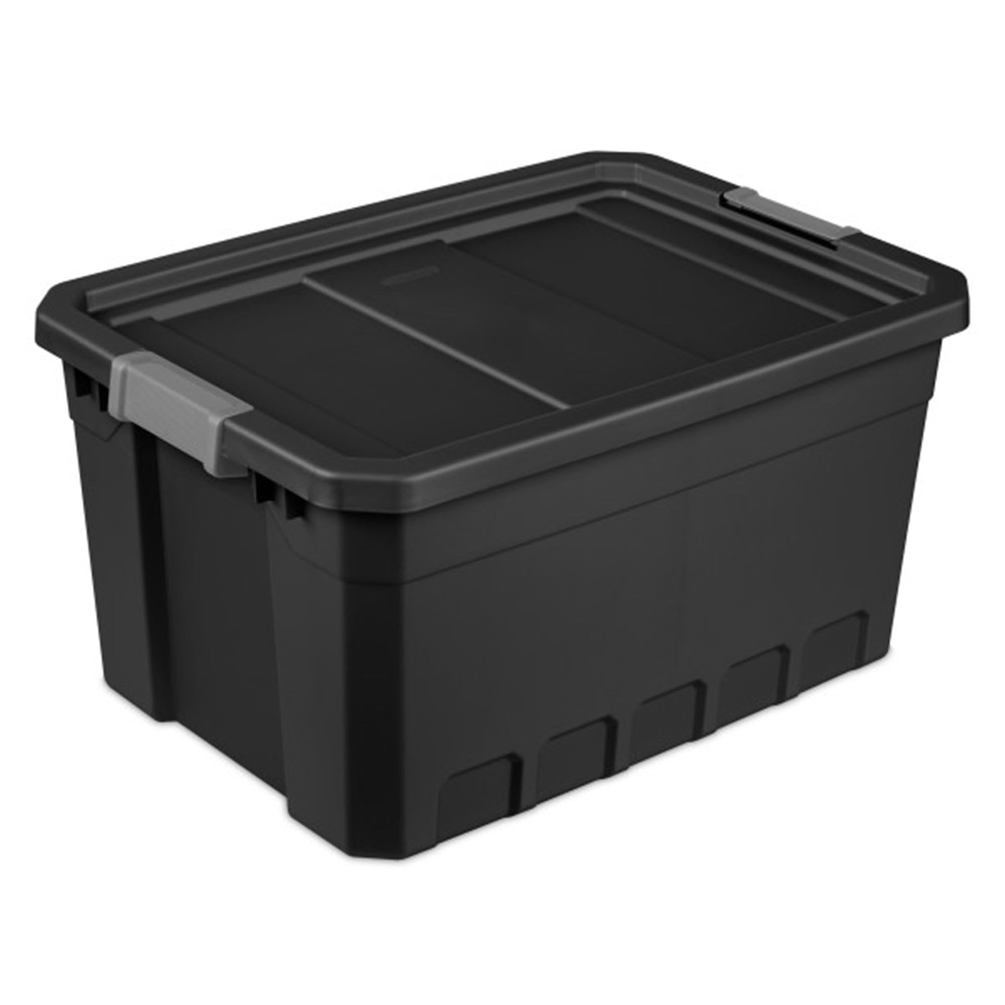 Sterilite 6-Pack 19 Gallon Black Plastic Storage Bins with Lids - Stackable Organizing Containers for Home, Office, Garage & Closet Organization