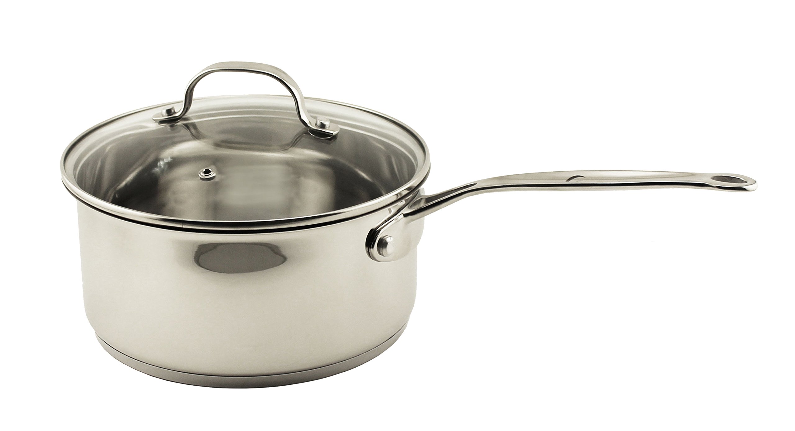 BergHOFF EarthChef 18/10 Stainless Steel Cookware Set with Glass Lid & Steam Vent - 15-Piece Induction-Compatible Dishwasher-Safe Cookware with 6-Layer Sandwich Base & Mirror Finish - Perfect for Home Cooking, Professional Kitchens & Entertaining